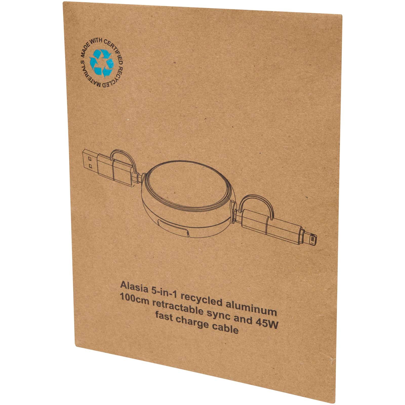 Alasia 100 cm 5-in-1 Kabel aus recyceltem Kunststoff und Aluminium, einziehbar, für Datenübertragung und mit 45W Schnellladun