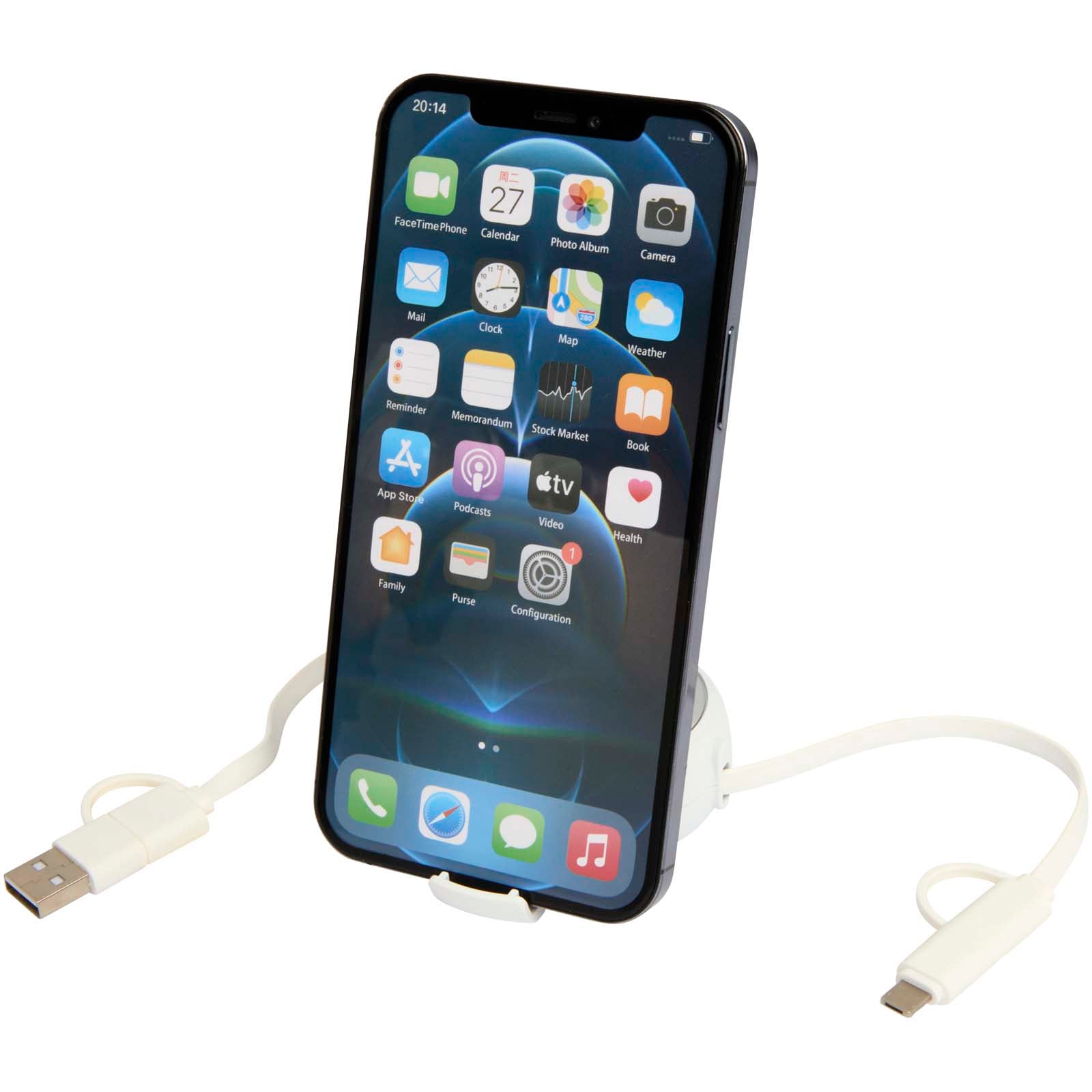 Alasia 100 cm 5-in-1 Kabel aus recyceltem Kunststoff und Aluminium, einziehbar, für Datenübertragung und mit 45W Schnellladun