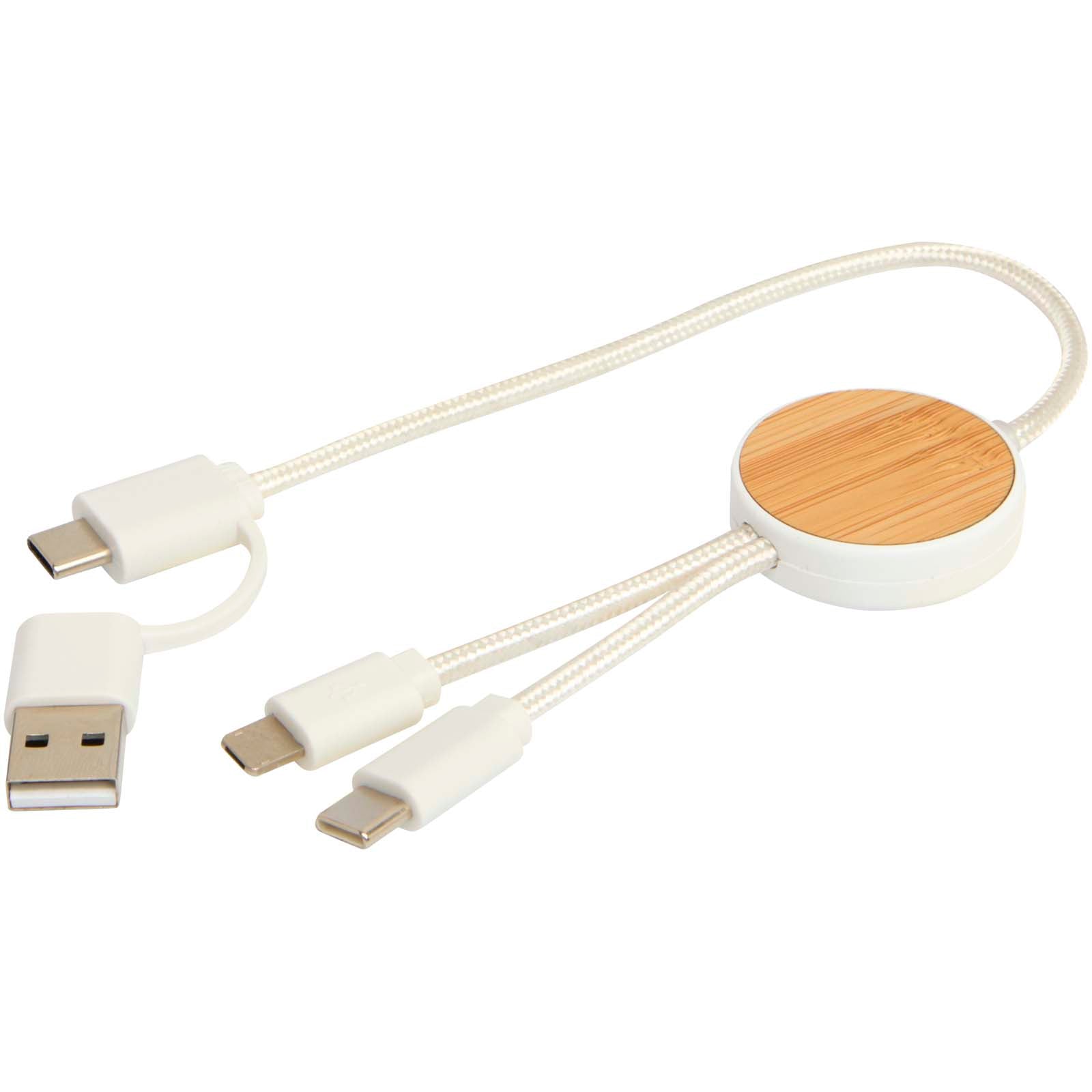 Chechia 30 cm 5-in-1 Kabel aus recyceltem Kunststoff für Datenübertragung und 27W Schnellladung mit Bambusdetails