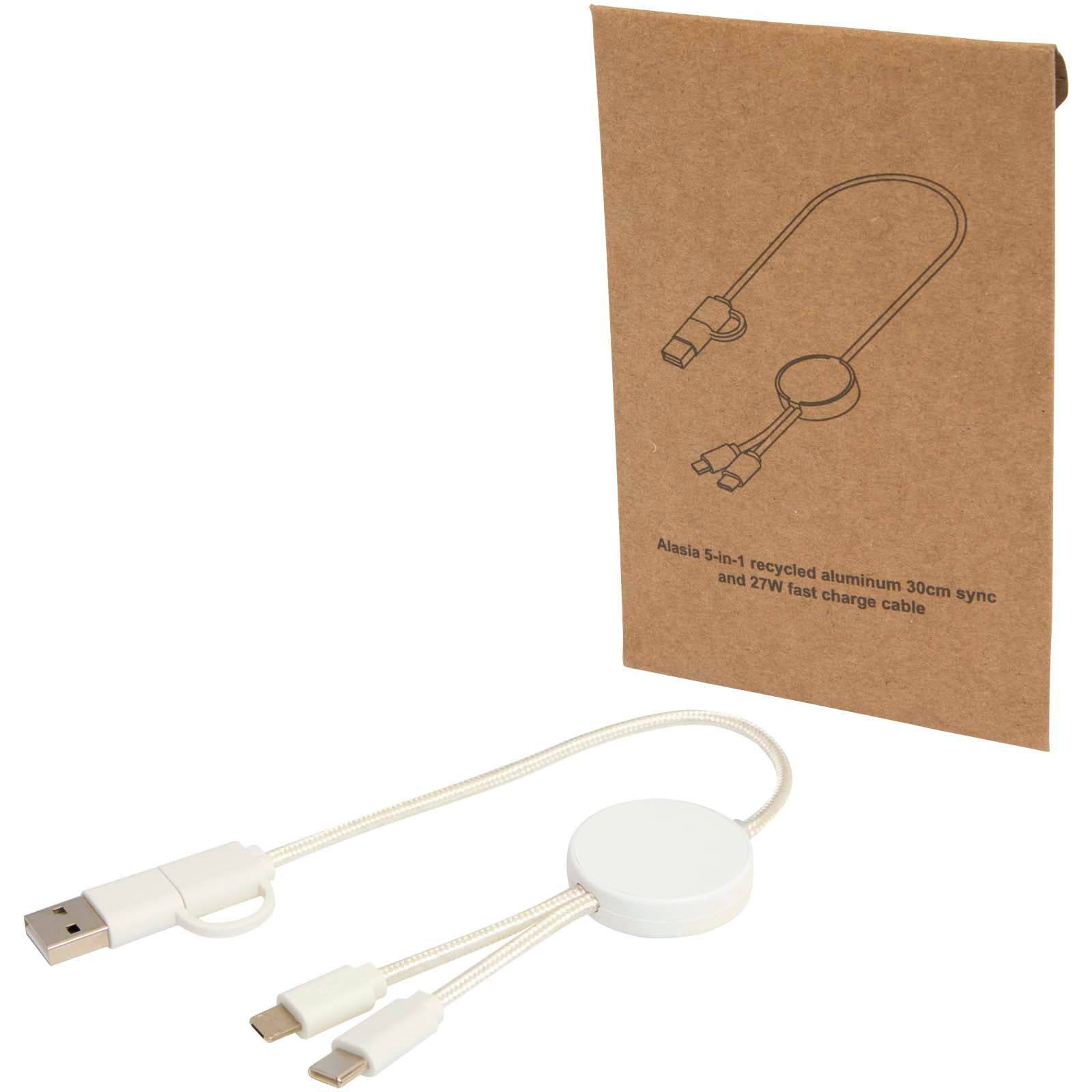 Citala 30 cm 5-in-1 Kabel aus recyceltem Kunststoff für Datenübertragung und 27W Schnellladung – Weiss
