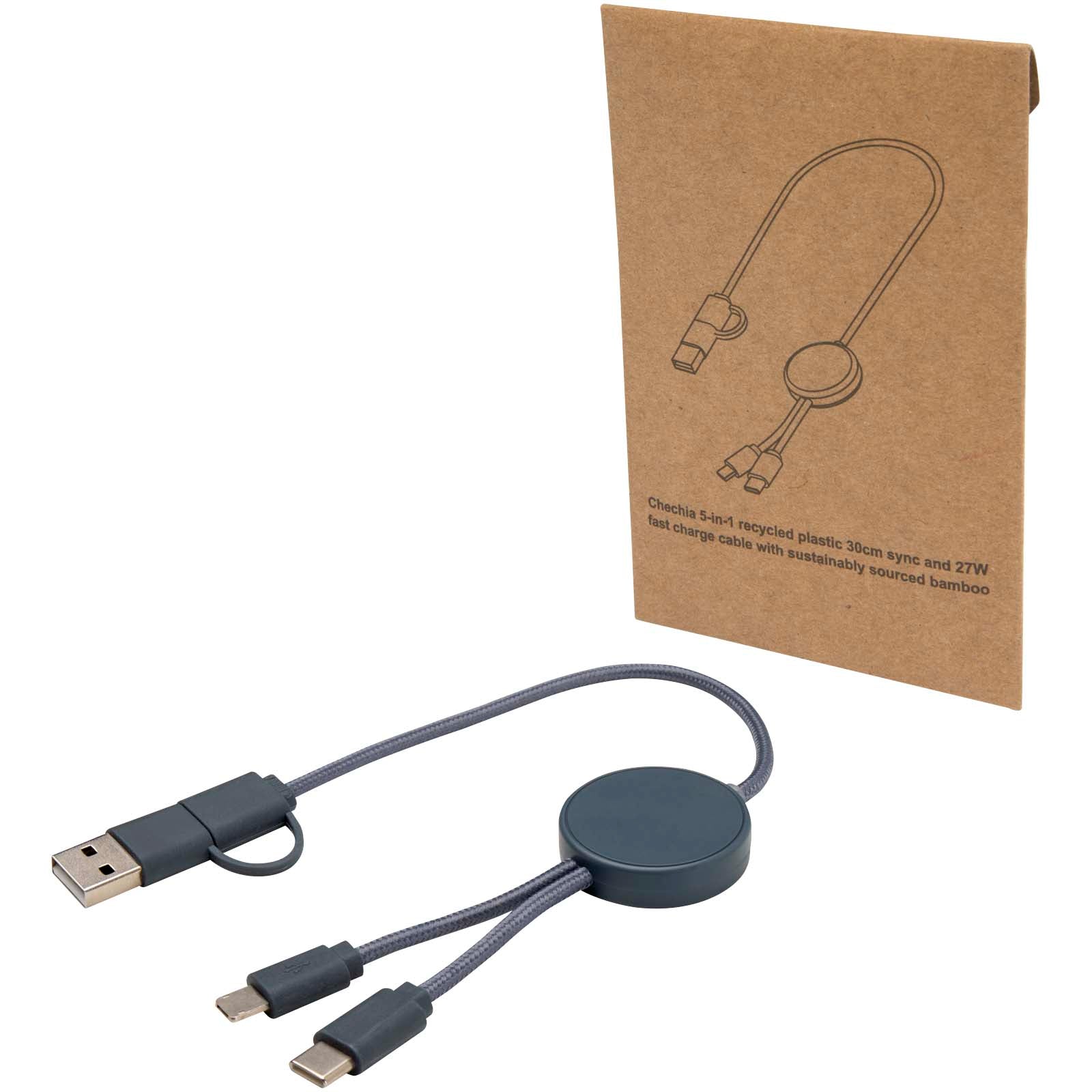 Citala 30 cm 5-in-1 Kabel aus recyceltem Kunststoff für Datenübertragung und 27W Schnellladung – Hale Blau