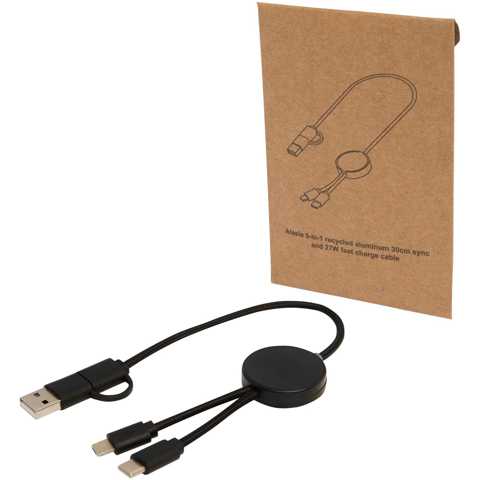 Citala 30 cm 5-in-1 Kabel aus recyceltem Kunststoff für Datenübertragung und 27W Schnellladung – Schwarz