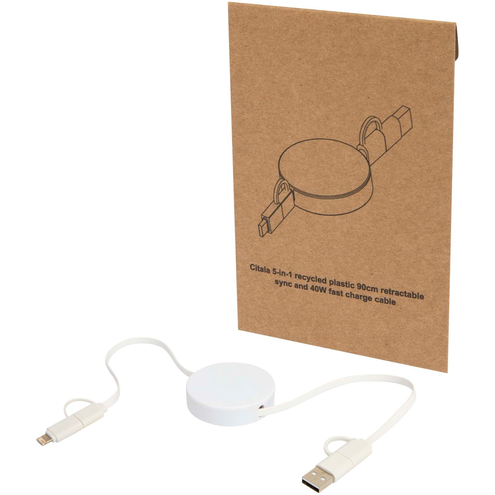Citala 90 cm 5-in-1 Kabel aus recyceltem Kunststoff für Datenübertragung und 40W Schnellladung – Weiss
