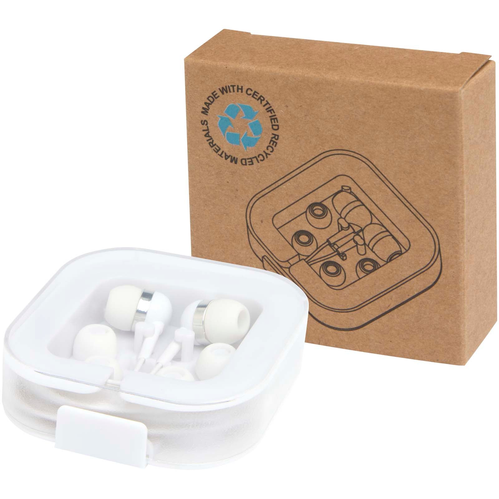 Baekdu kabelgebundenes Headset Typ-C mit Aufbewahrungsbox aus recyceltem Kunststoff – Weiss