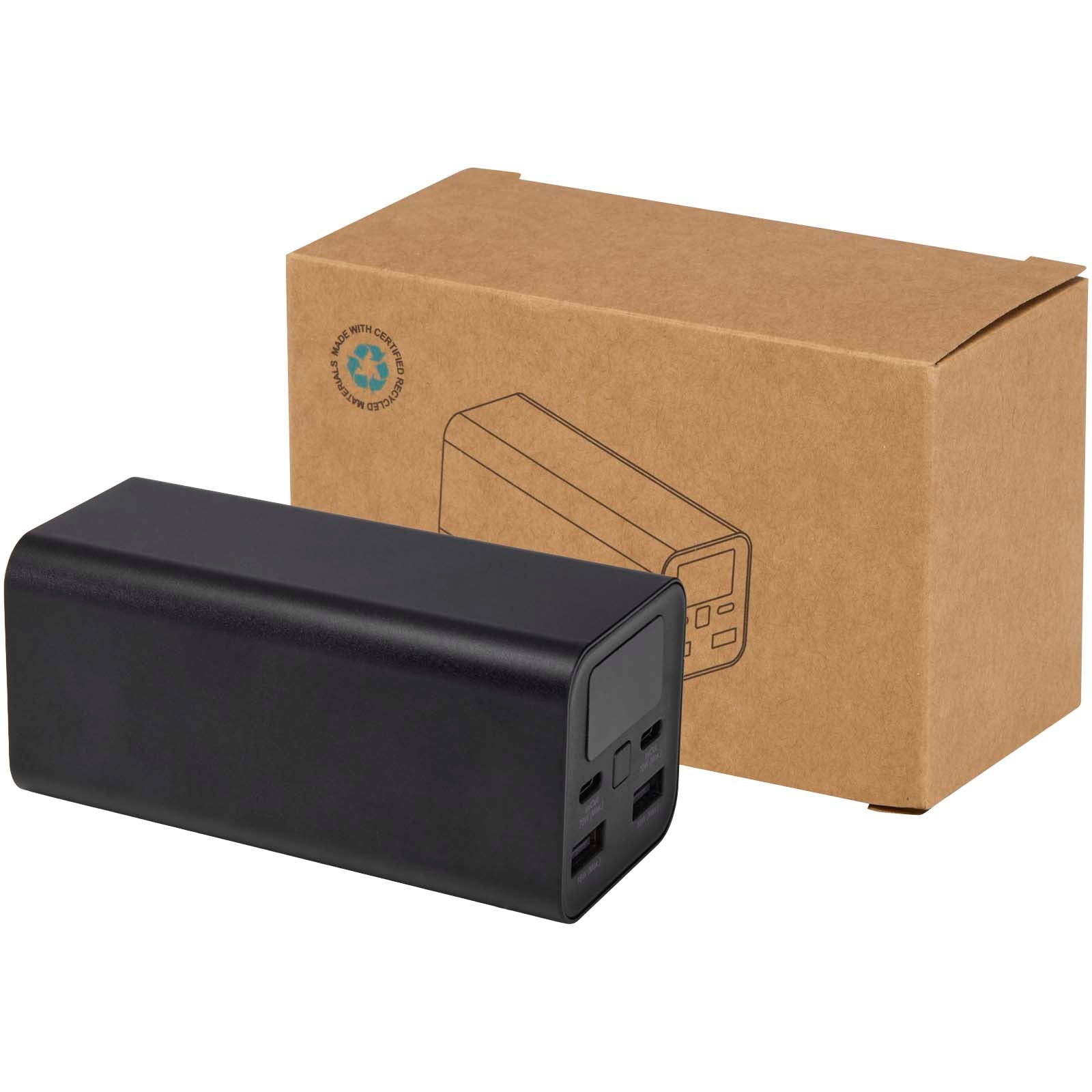 Acamar 70 W 20.000 mAh Laptop Powerbank aus recyceltem Aluminium – Schwarz