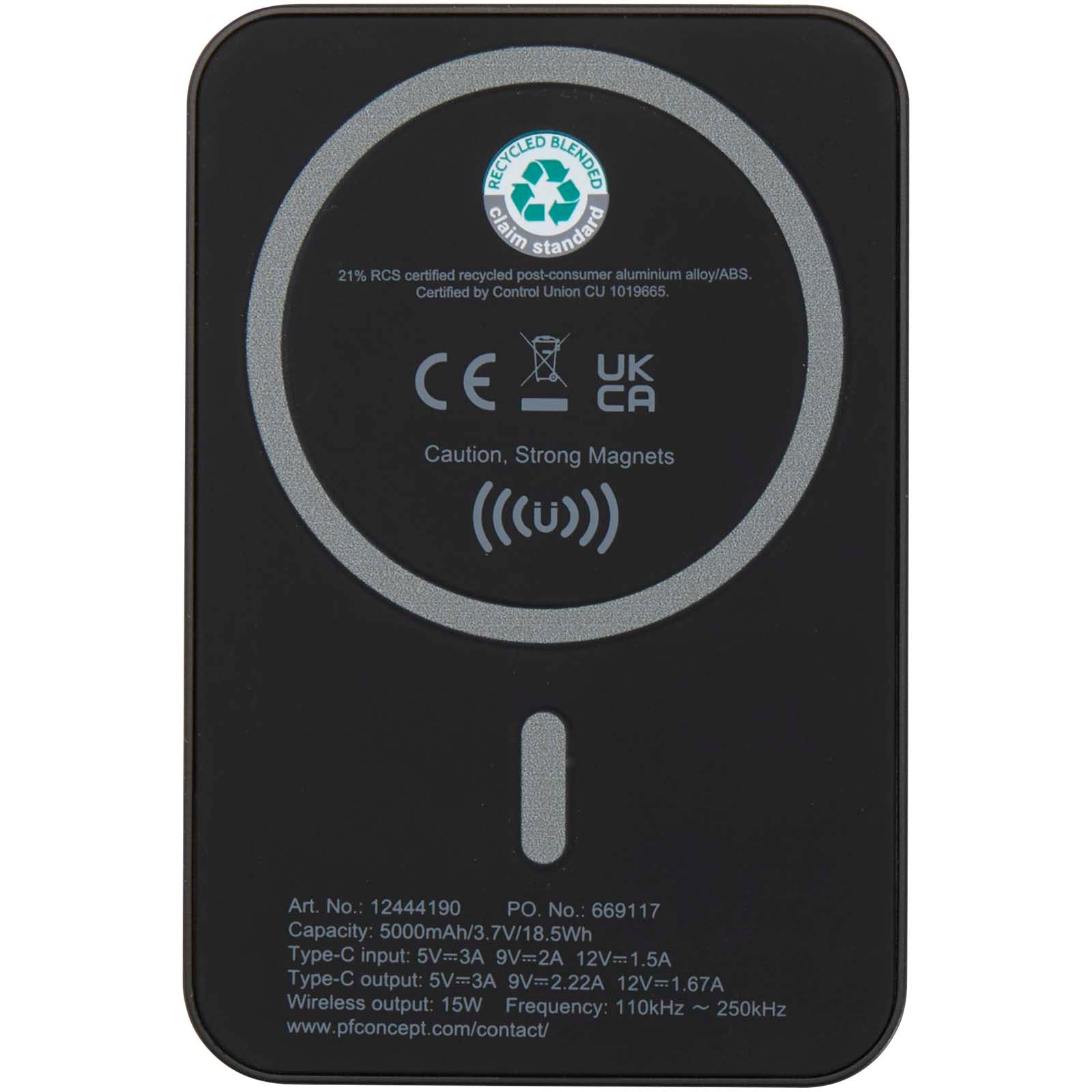 Acrab 15 W 5.000 mAh magnetische kabellose Powerbank mit 20 W PD aus recyceltem Kunststoff