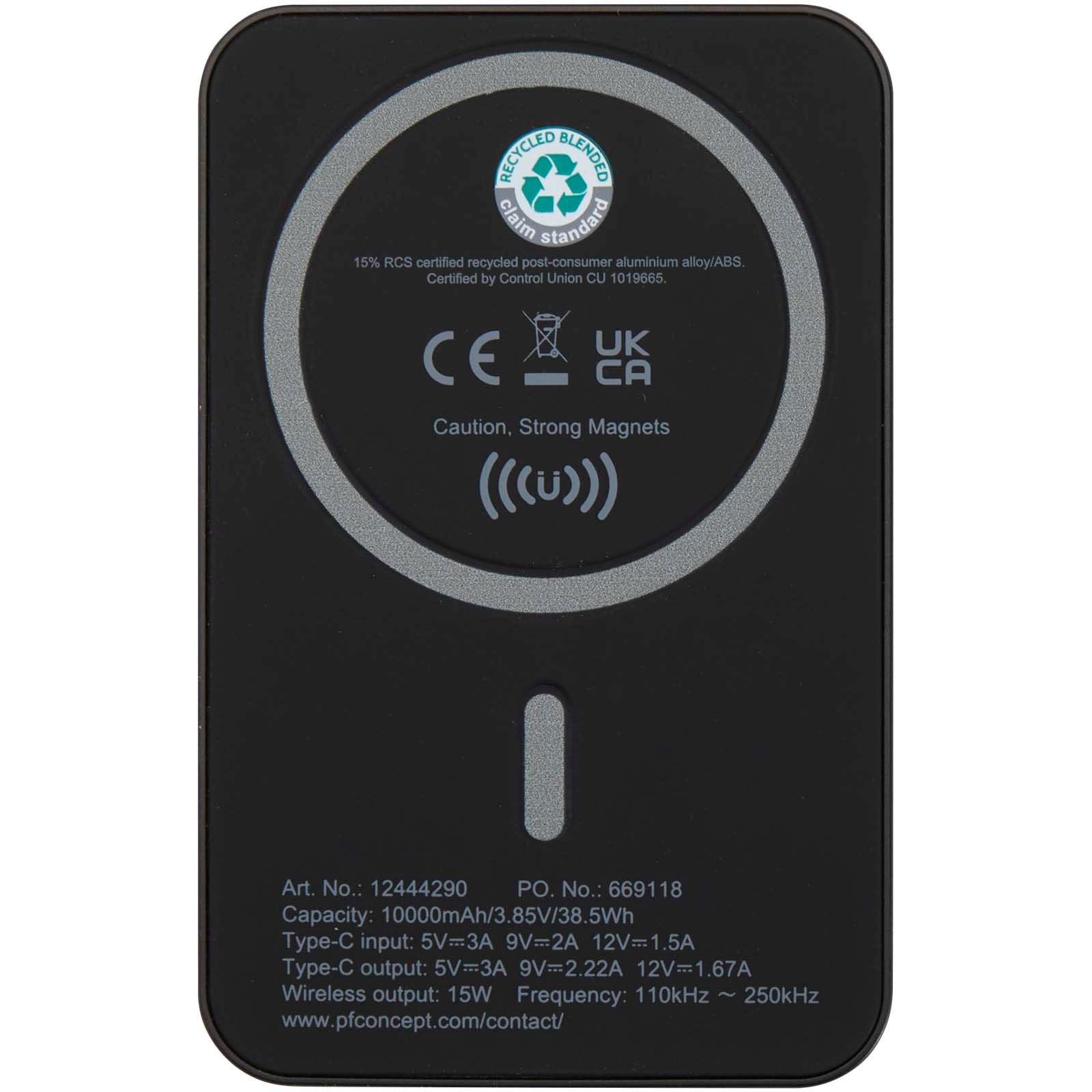Acrab 15 W 10.000 mAh magnetische kabellose Powerbank mit 20 W PD aus recyceltem Kunststoff