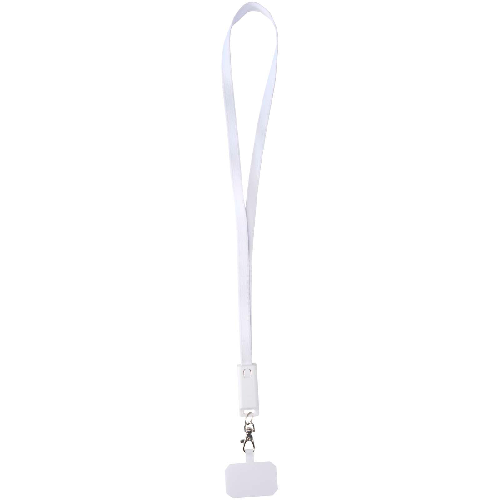 Franz 5 in 1 Lanyard Kabel aus recyceltem Kunststoff für Smartphones mit integrierter Datensynchronisierung und 65 W Schnelll – Weiss