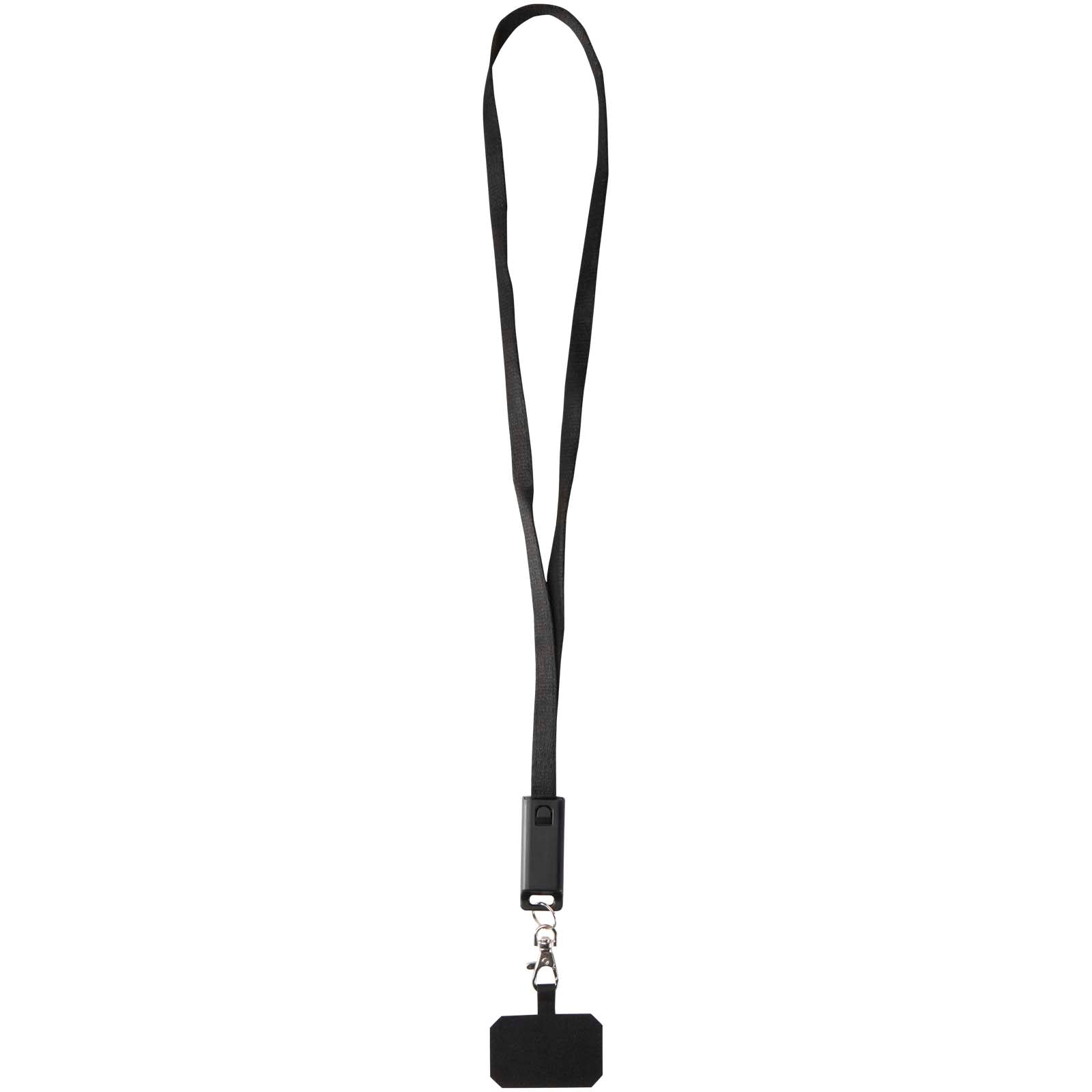 Franz 5 in 1 Lanyard Kabel aus recyceltem Kunststoff für Smartphones mit integrierter Datensynchronisierung und 65 W Schnelll – Schwarz