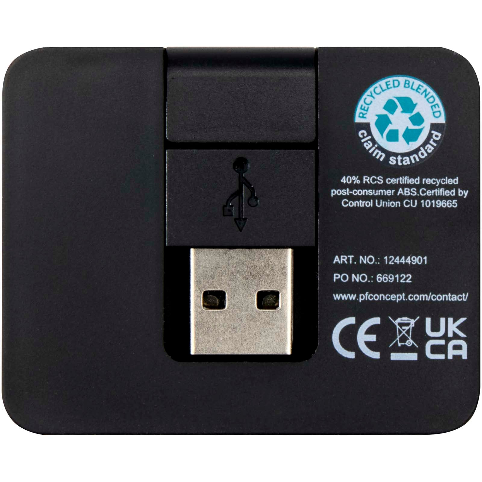 Gaia 4 Port USB Hub mit USB-A- und Typ-C-Ausgang und zwei Eingängen aus recyceltem Kunststoff