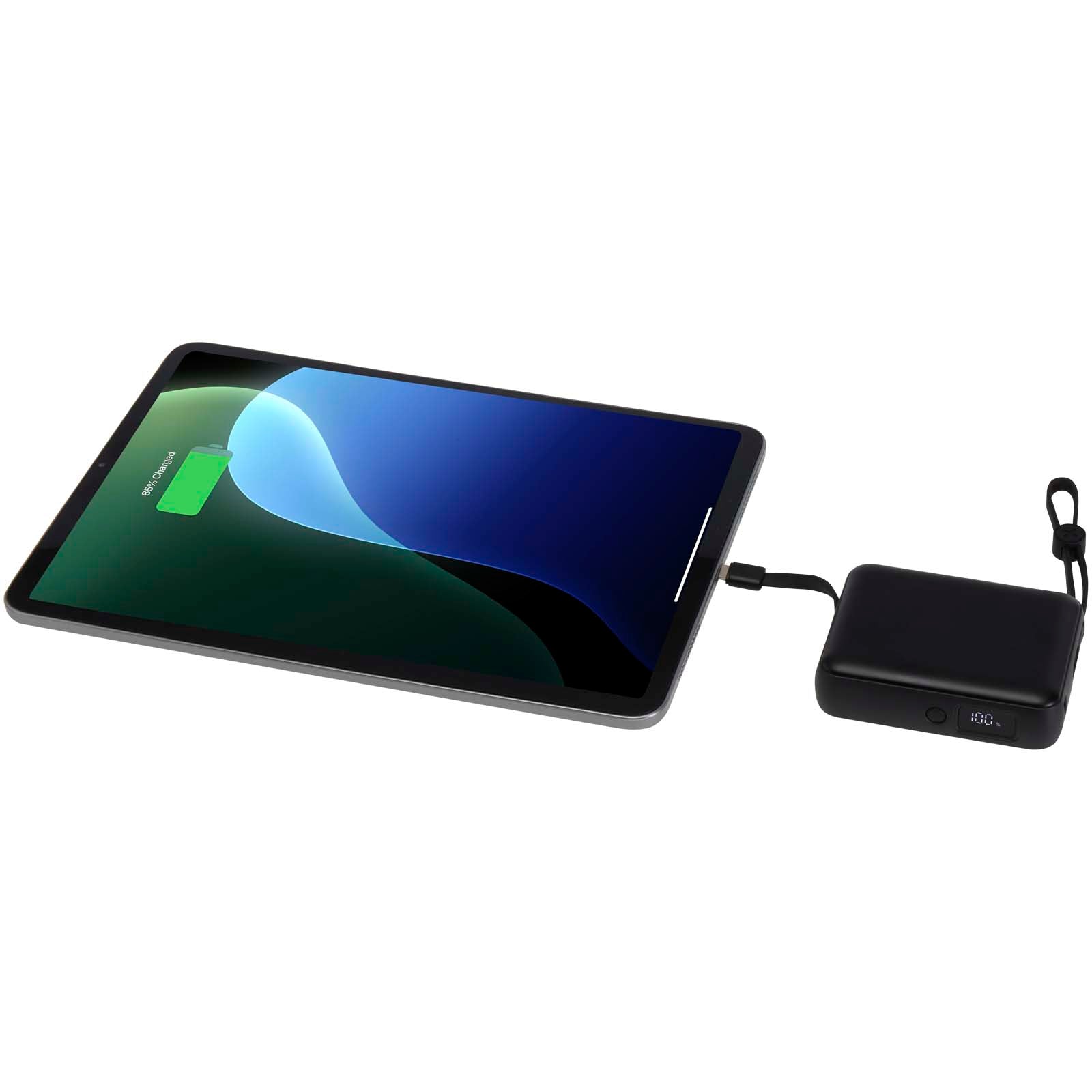 Acrux 35 W 10.000 mAh Tablet Powerbank mit integriertem Typ-C-Kabel aus recyceltem Kunststoff