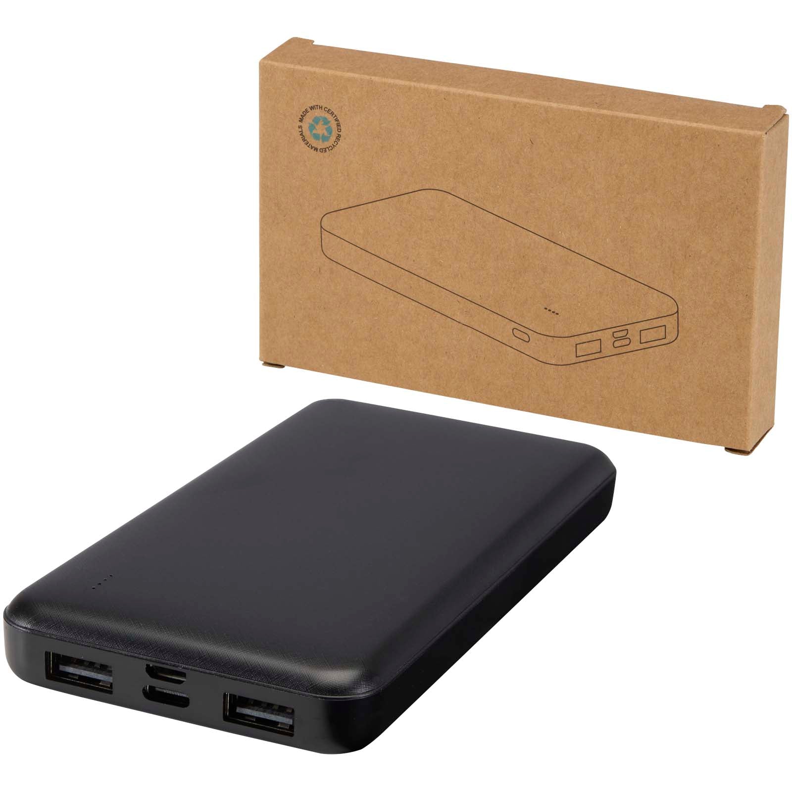 Intan 10 W 10.000 mAh Powerbank aus recyceltem Kunststoff – Schwarz