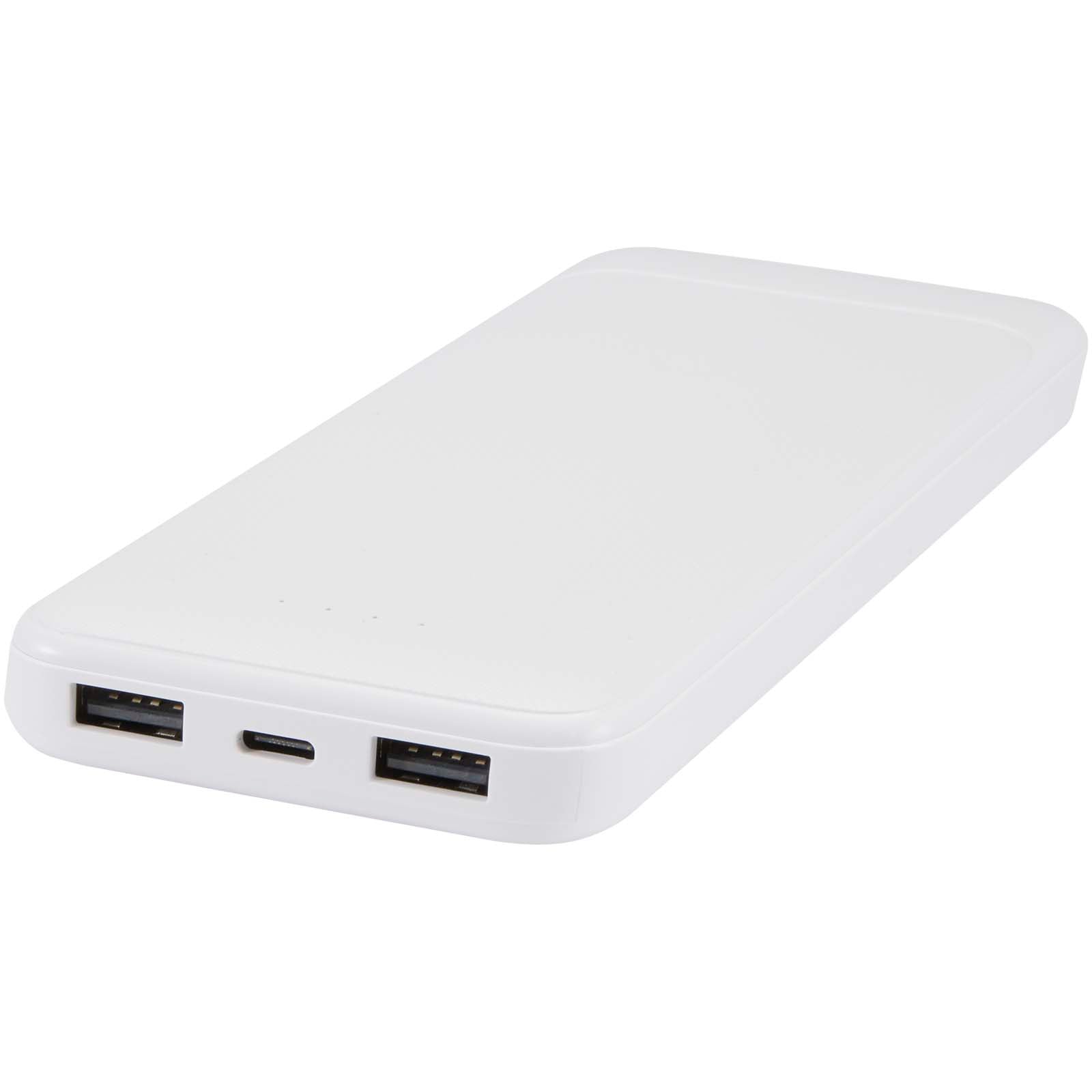 Adhil 10 W 10.000 mAh Powerbank aus recyceltem Kunststoff mit 2 integrierten Kabeln
