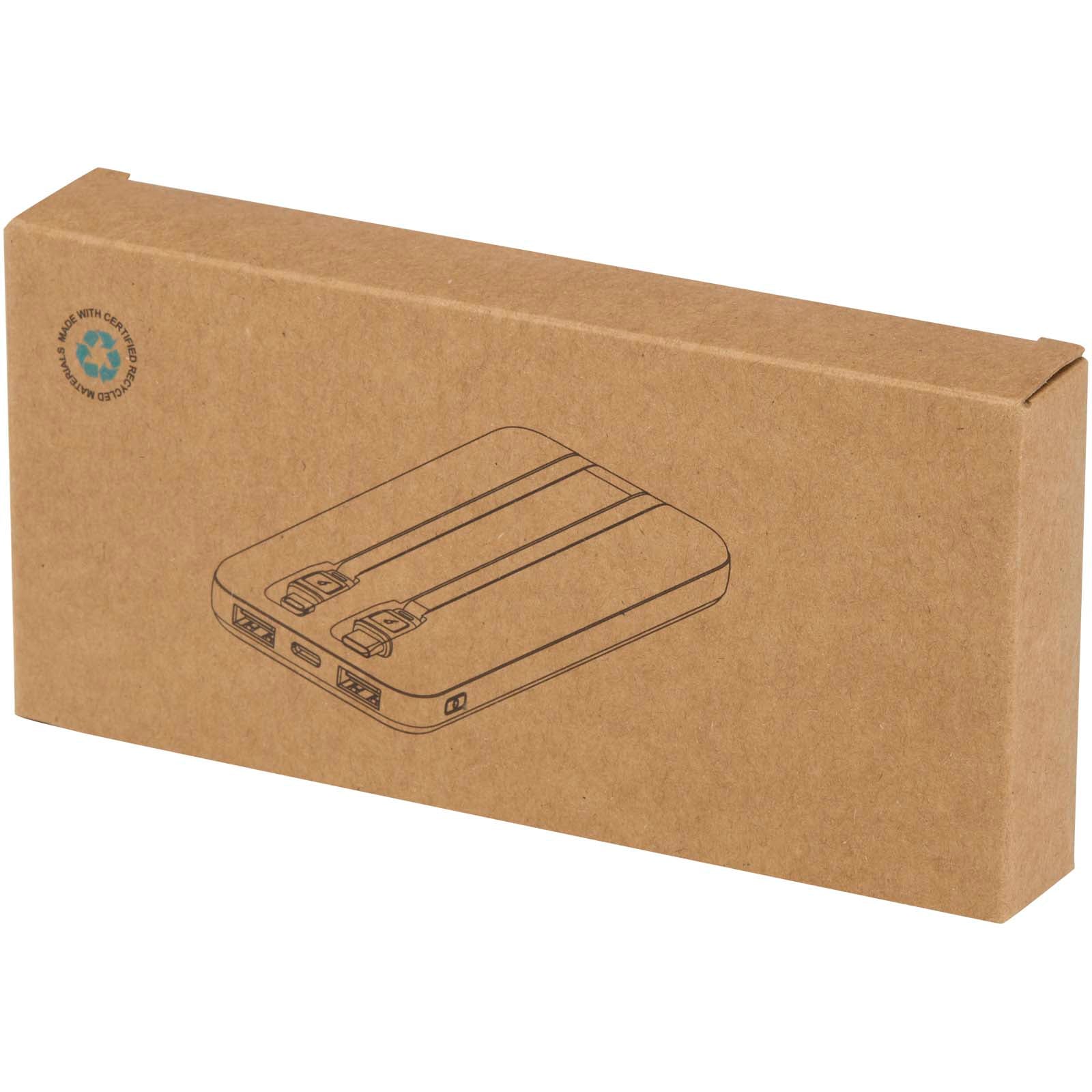 Adhil 10 W 10.000 mAh Powerbank aus recyceltem Kunststoff mit 2 integrierten Kabeln