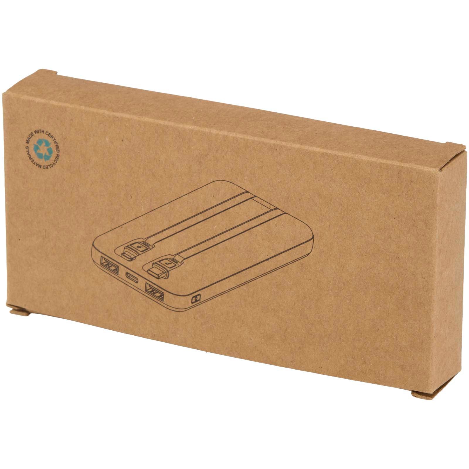 Adhil 10 W 10.000 mAh Powerbank aus recyceltem Kunststoff mit 2 integrierten Kabeln