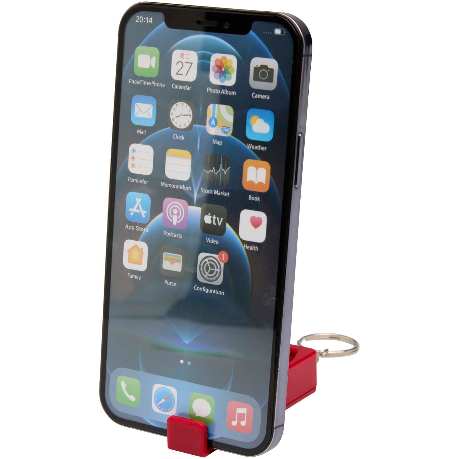 Aggia Telefonladestation aus recyceltem Kunststoff mit Fidget-Toy – Rot