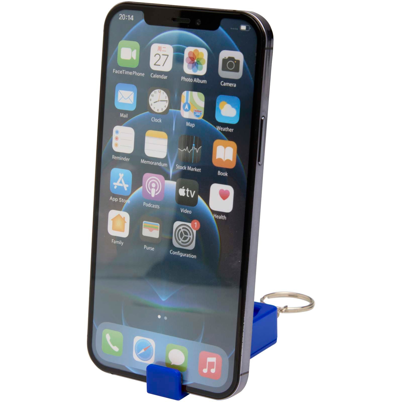 Aggia Telefonladestation aus recyceltem Kunststoff mit Fidget-Toy – Royalblau