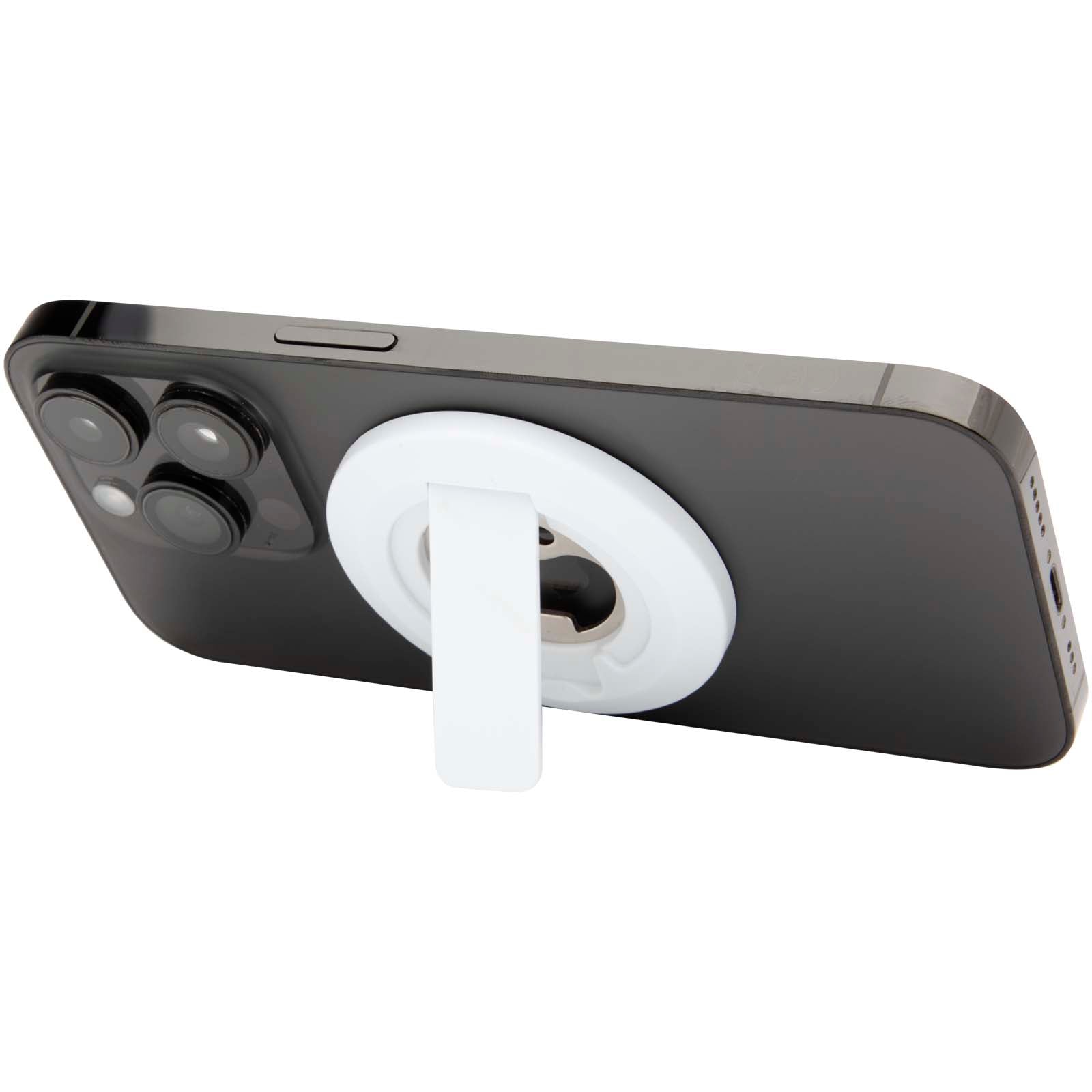 Ain Magnetische Smartphonehalterung  aus recyceltem Kunststoff mit Flaschenöffner – Weiss