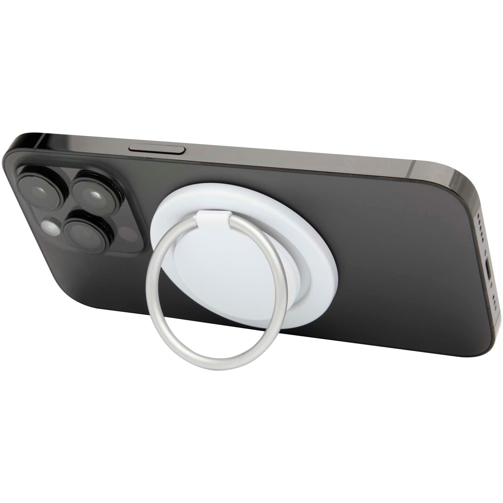 Albali Magnetische Smartphonehalterung  aus recyceltem Kunststoff mit Ringständer – Weiss