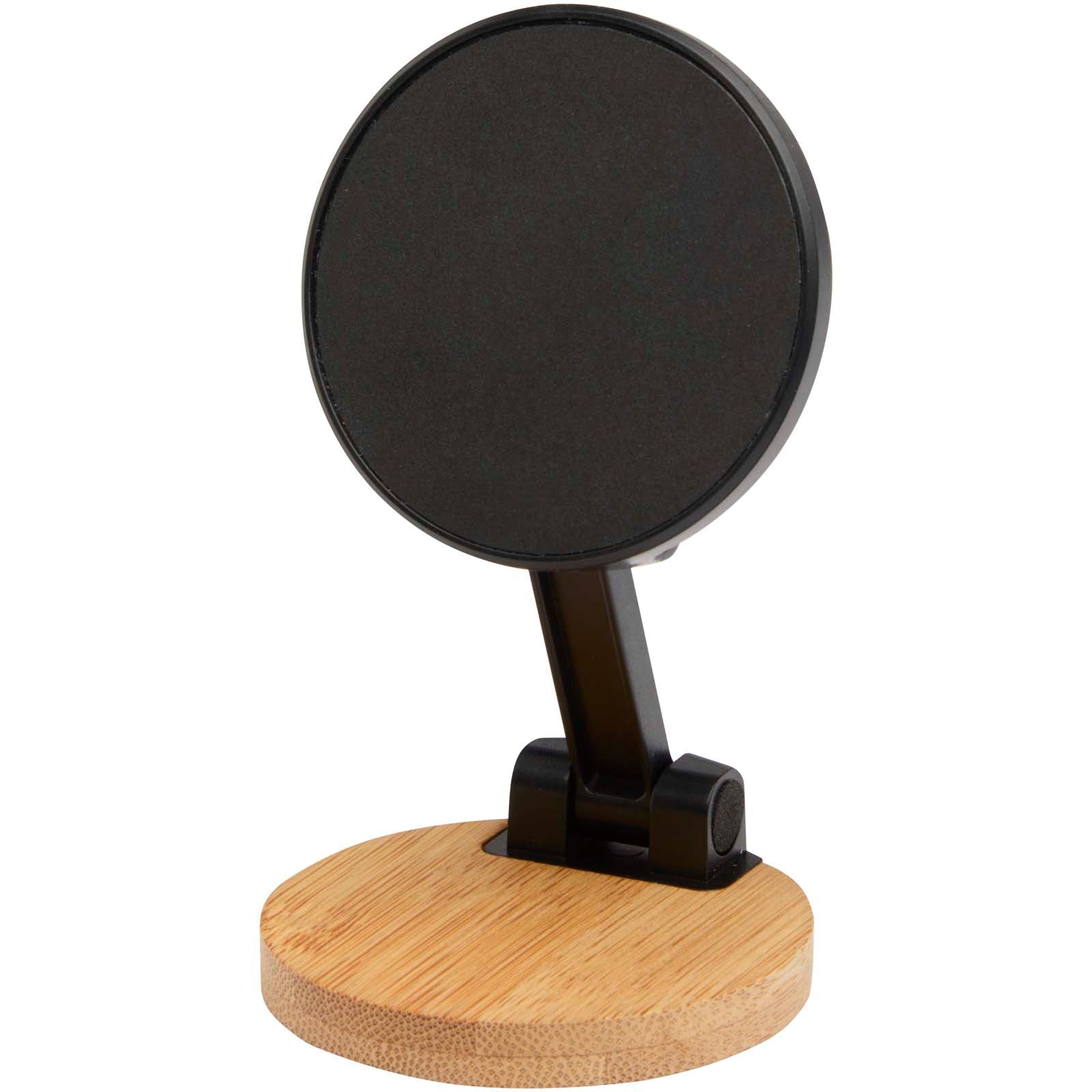 Alcor Klappbare magnetische Smartphonehalterung aus recyceltem Kunststoff mit Bambusdetails