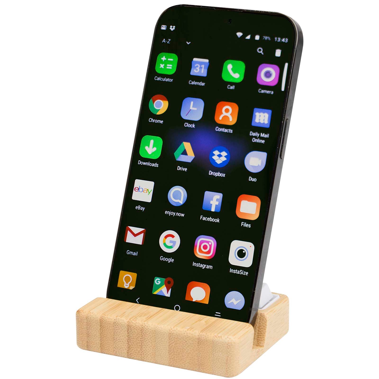 Algol Smartphonehalterung  aus recyceltem Kunststoff mit Fidget-Toy mit Bambusdetails – Holz