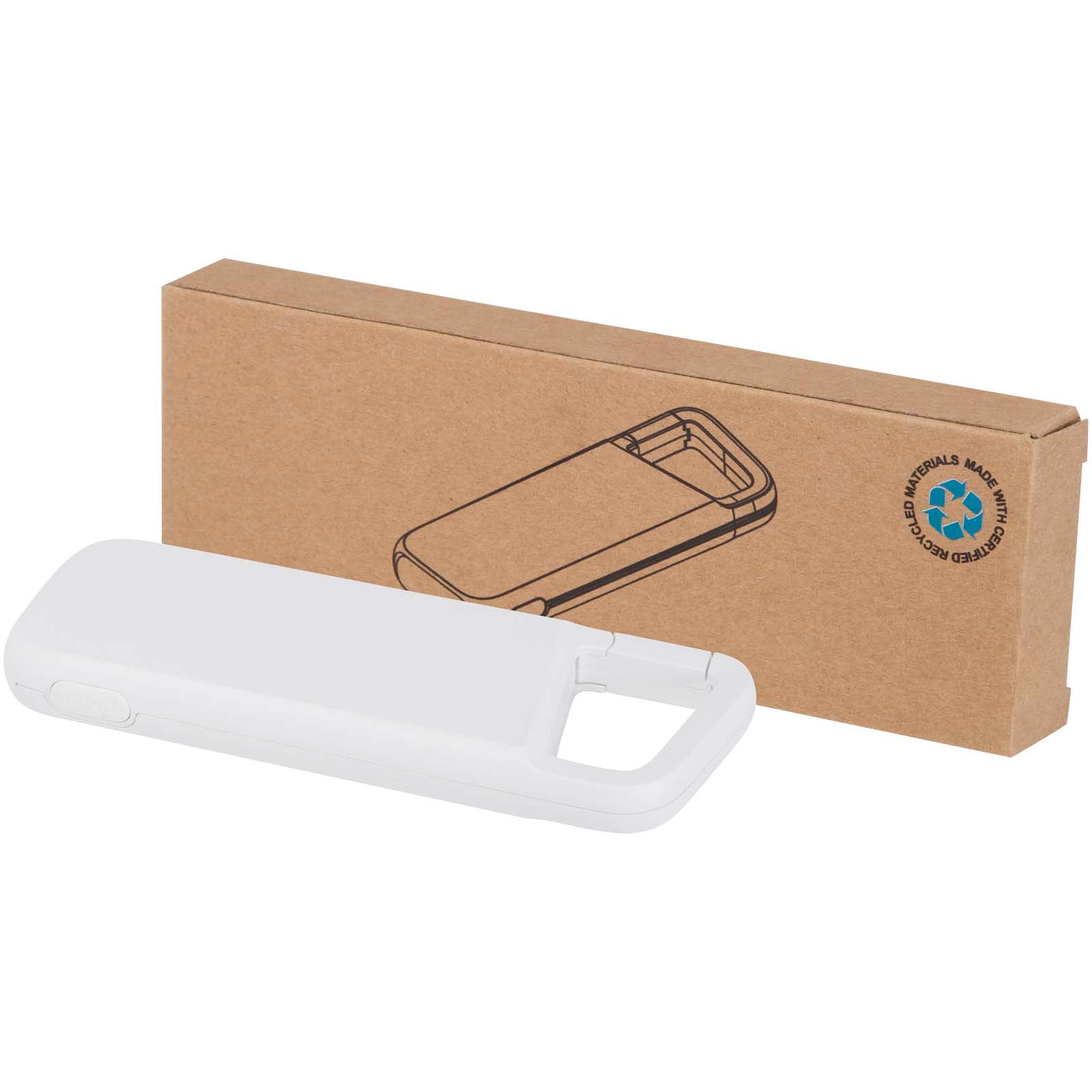 Alkes 12 W 5.000 mAh wasserfeste Powerbank aus recyceltem Kunststoff mit Karabinerhaken – Weiss