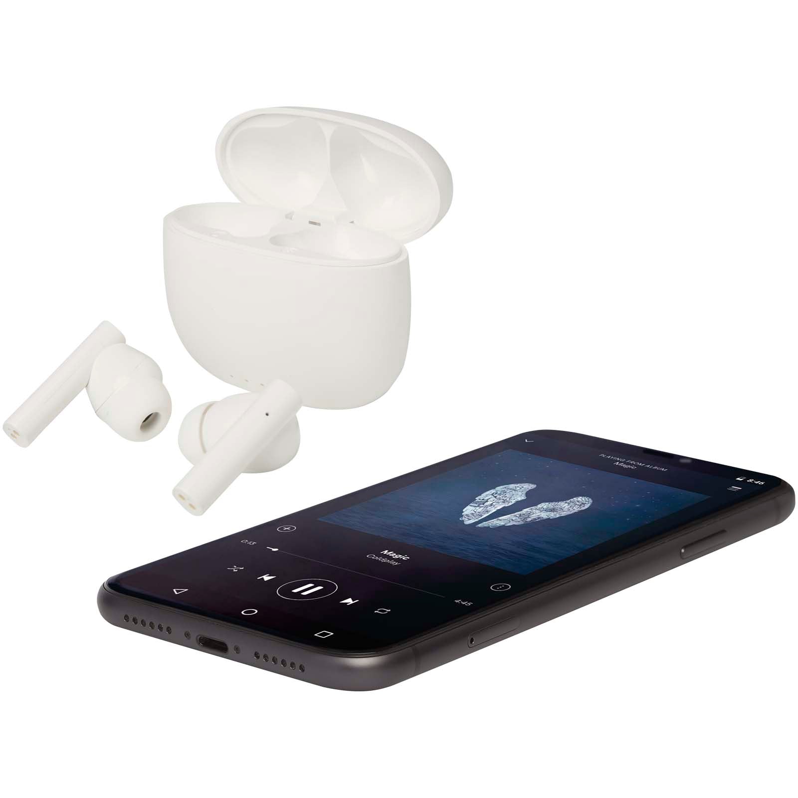 Alterf True Wireless Bluetooth® Headset aus recyceltem Kunststoff mit Silikon-Ohrstöpseln