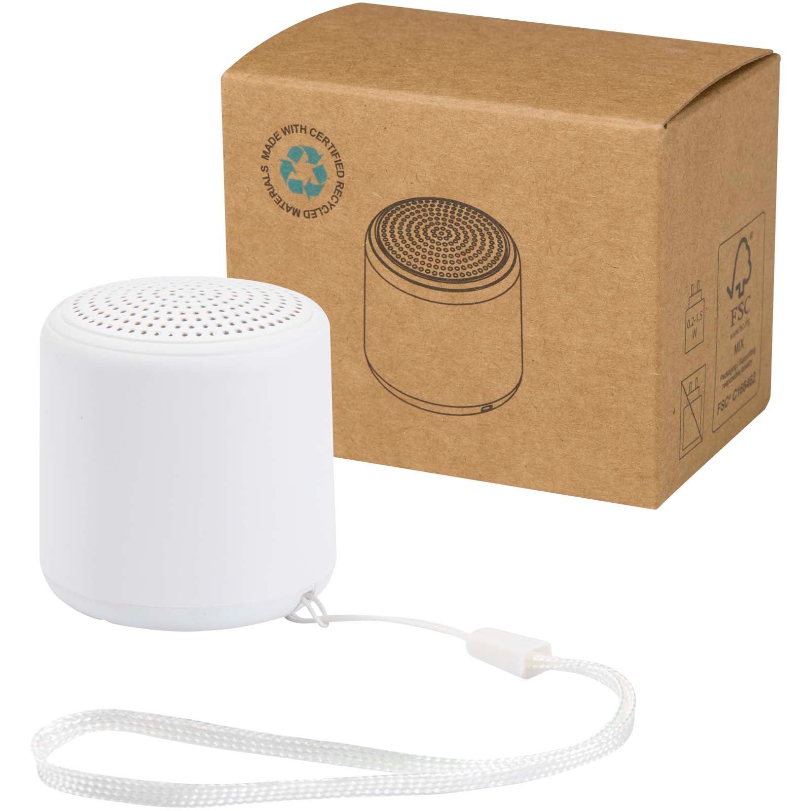 Velkis 3 W Bluetooth® Lautsprecher aus recyceltem Kunststoff – Weiss