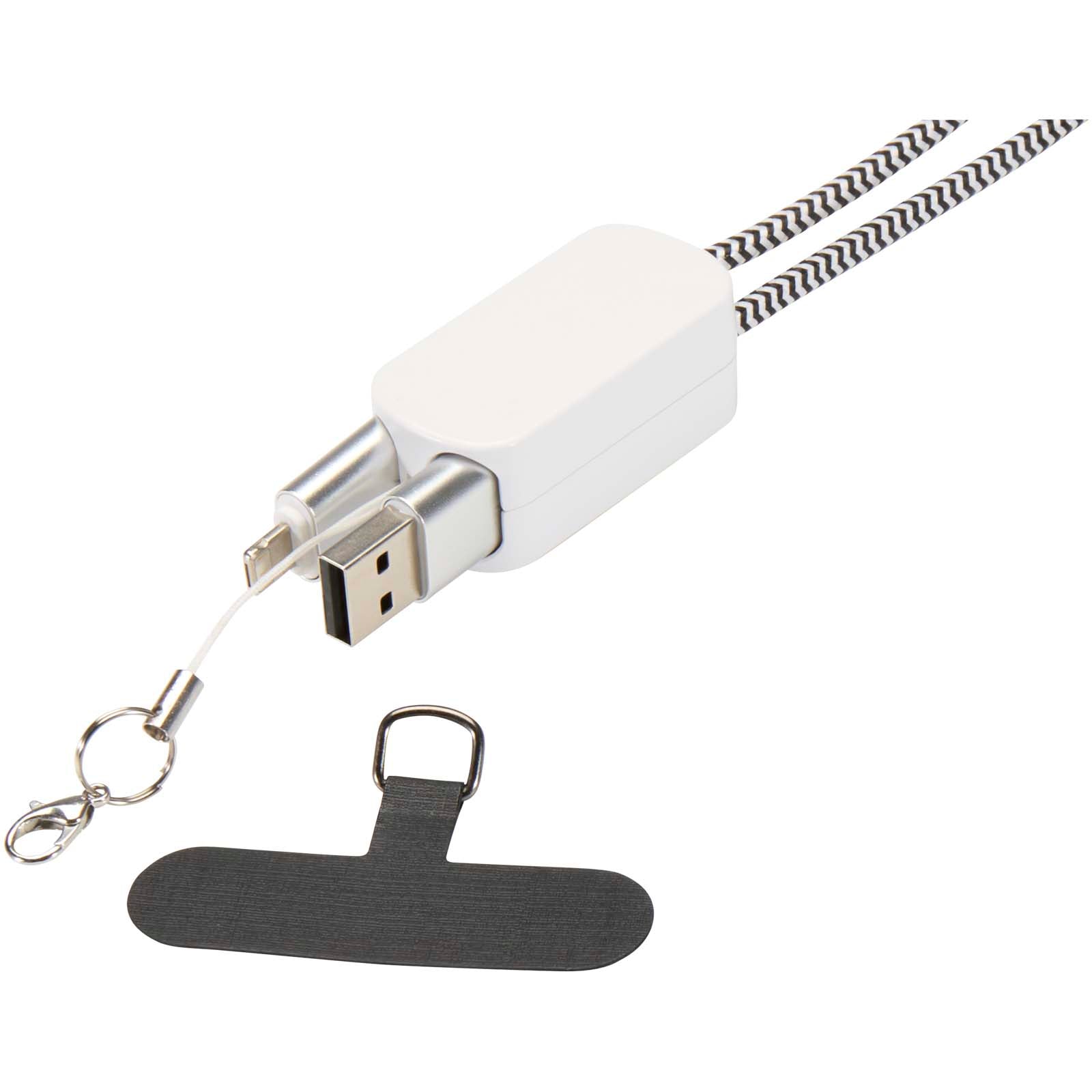 Anser Smartphone Lanyard aus recyceltem Kunststoff mit 27 W 5-in-1 integriertem Kabel