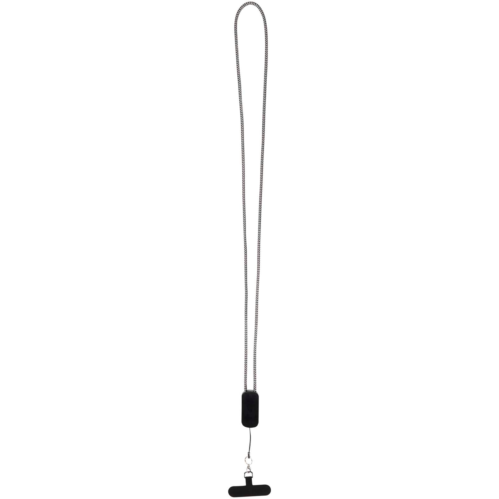 Anser Smartphone Lanyard aus recyceltem Kunststoff mit 27 W 5-in-1 integriertem Kabel – Schwarz