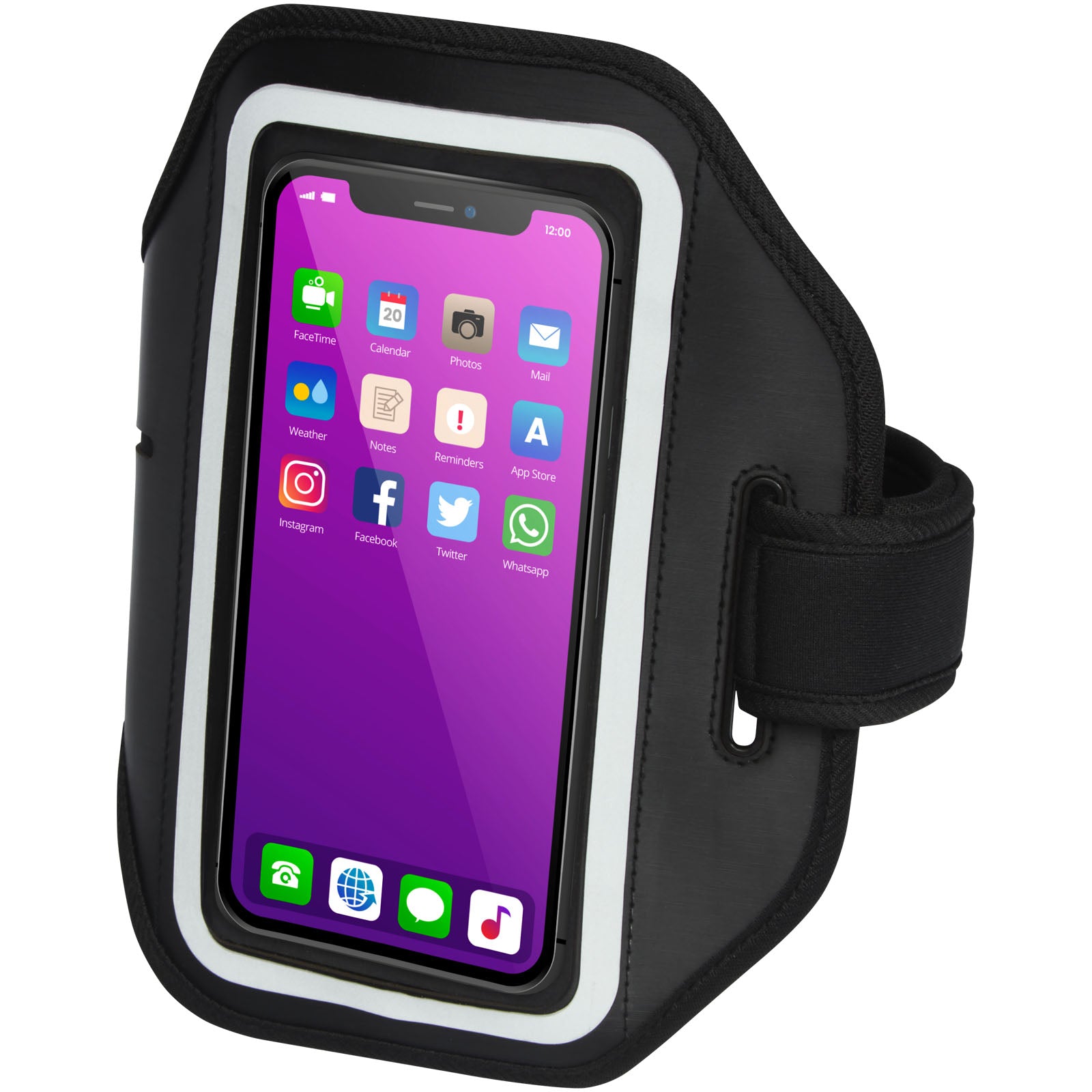 Haile reflektierendes Smartphone Armband mit transparenter Abdeckung – Schwarz