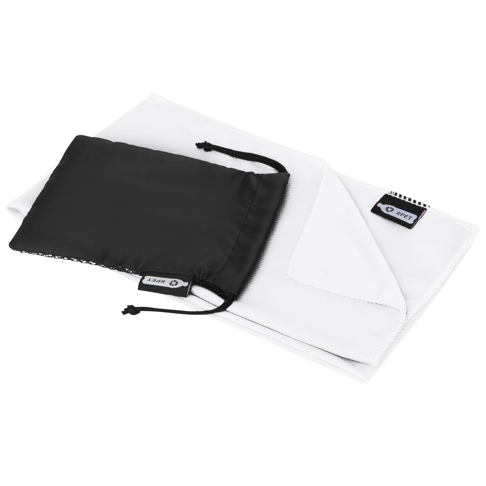 Raquel Sport Kühlhandtuch im Etui aus recyceltem PET Kunststoff 80 x 30 cm – Weiss