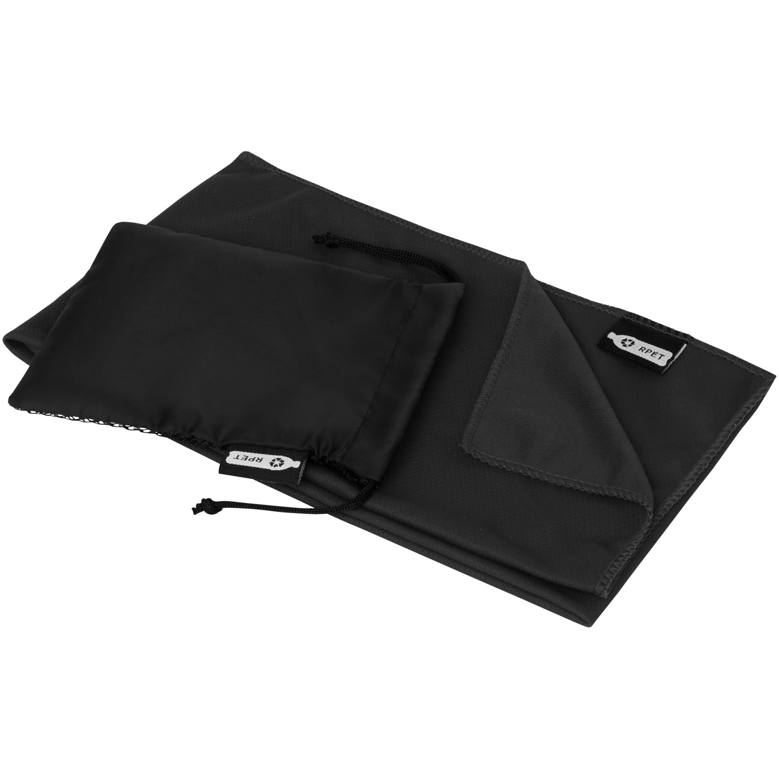 Raquel Sport Kühlhandtuch im Etui aus recyceltem PET Kunststoff 80 x 30 cm – Schwarz