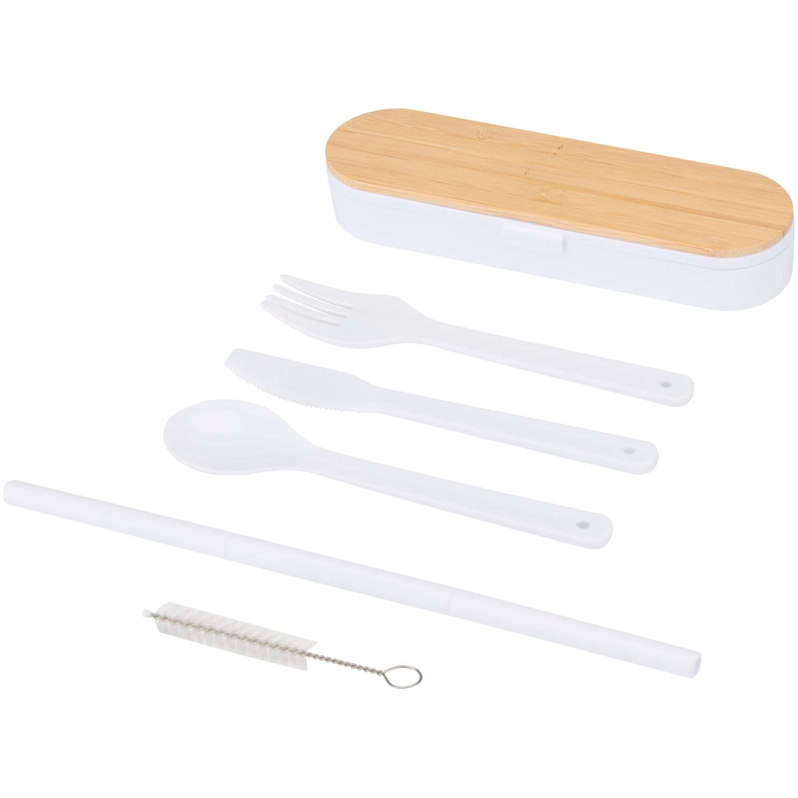 Runa Besteckset mit Bambusdeckel – Weiss