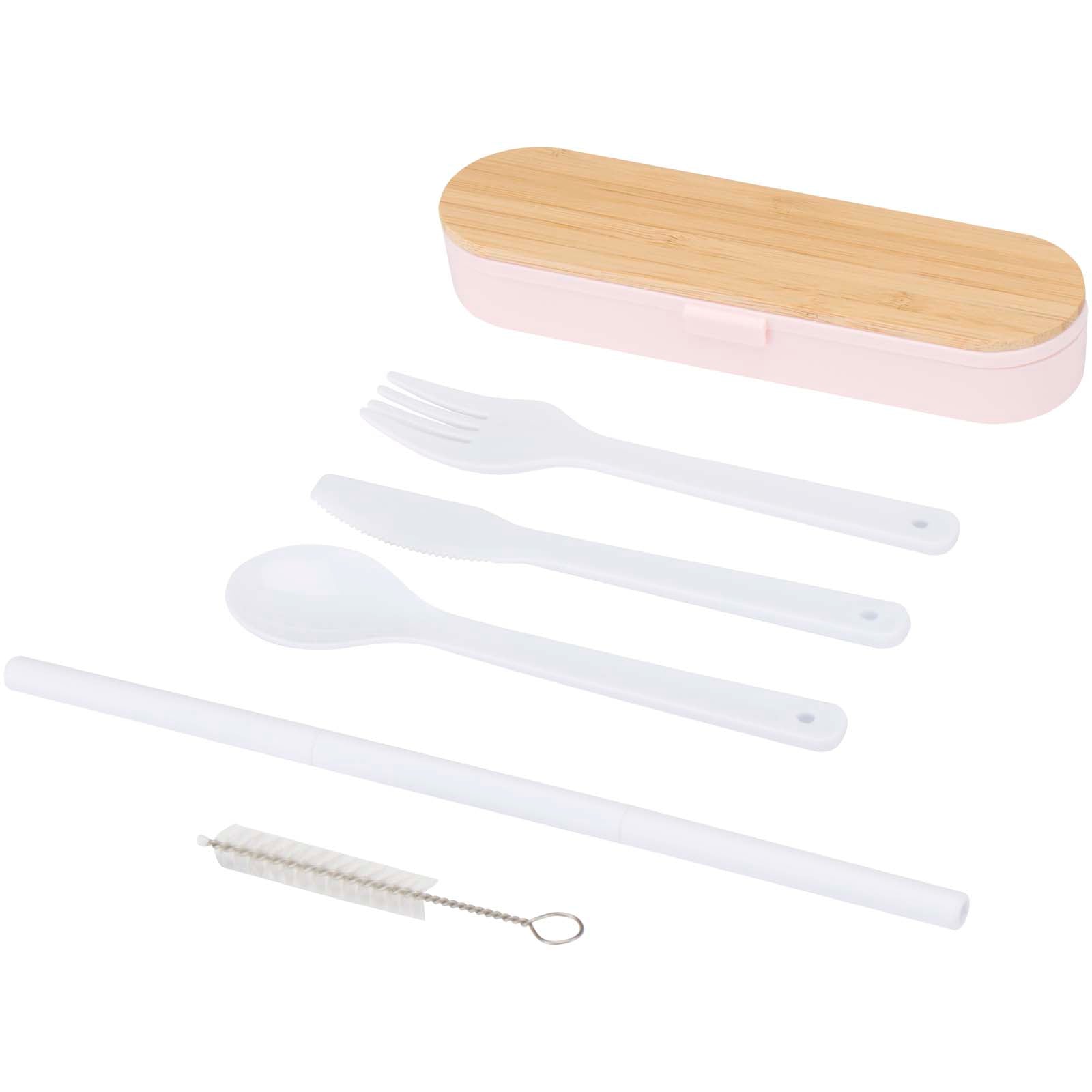 Runa Besteckset mit Bambusdeckel – Hellrosa