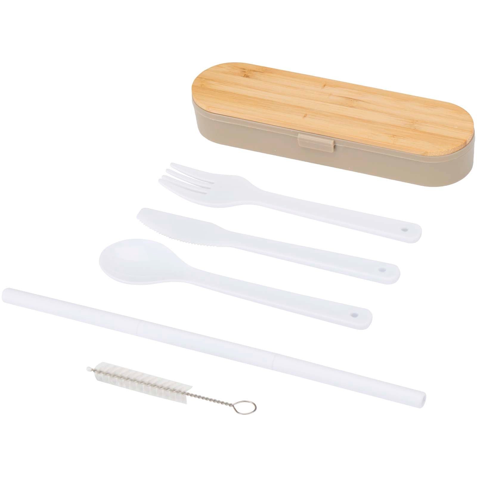 Runa Besteckset mit Bambusdeckel – Dunkelsand