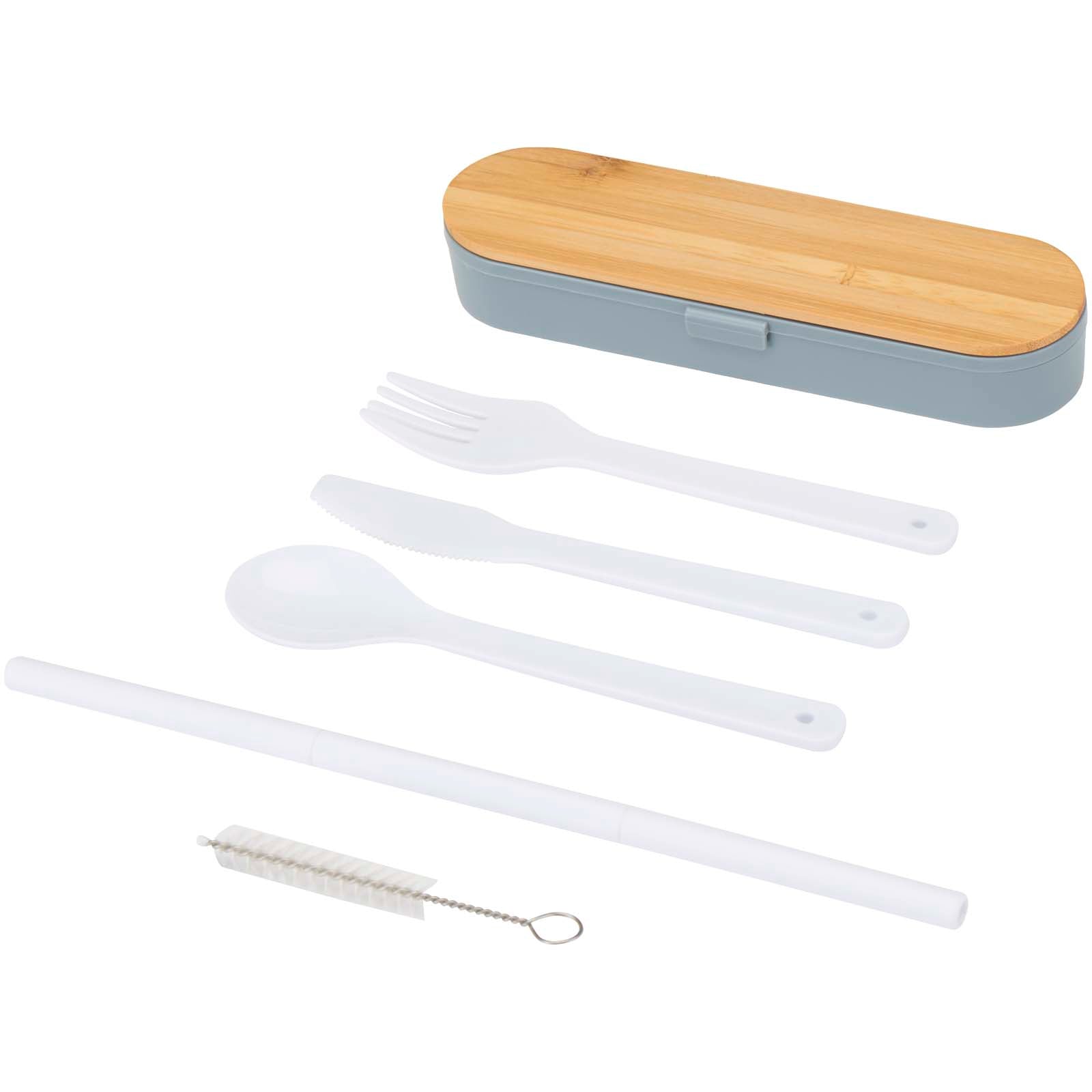 Runa Besteckset mit Bambusdeckel – Schiefergrau