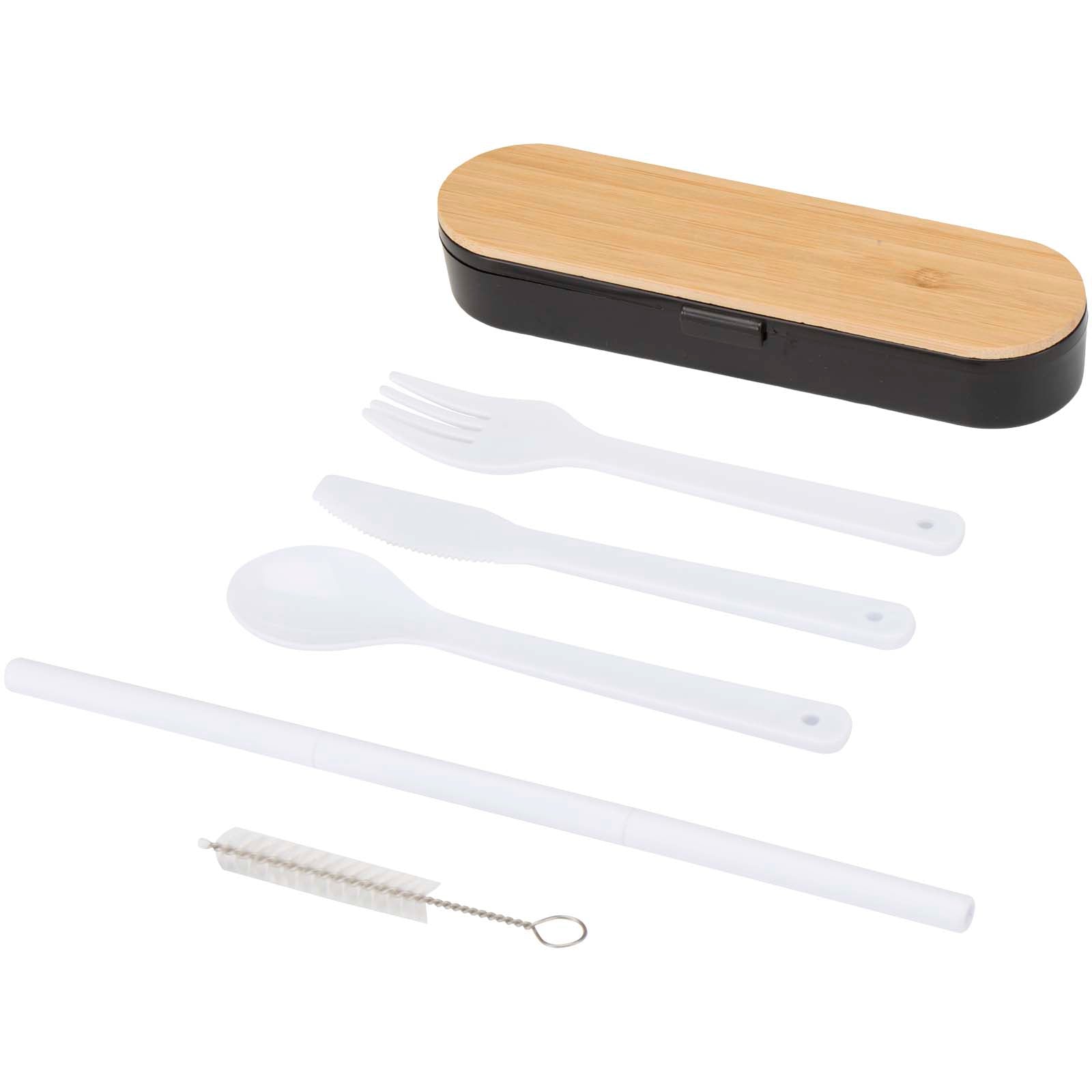 Runa Besteckset mit Bambusdeckel – Schwarz