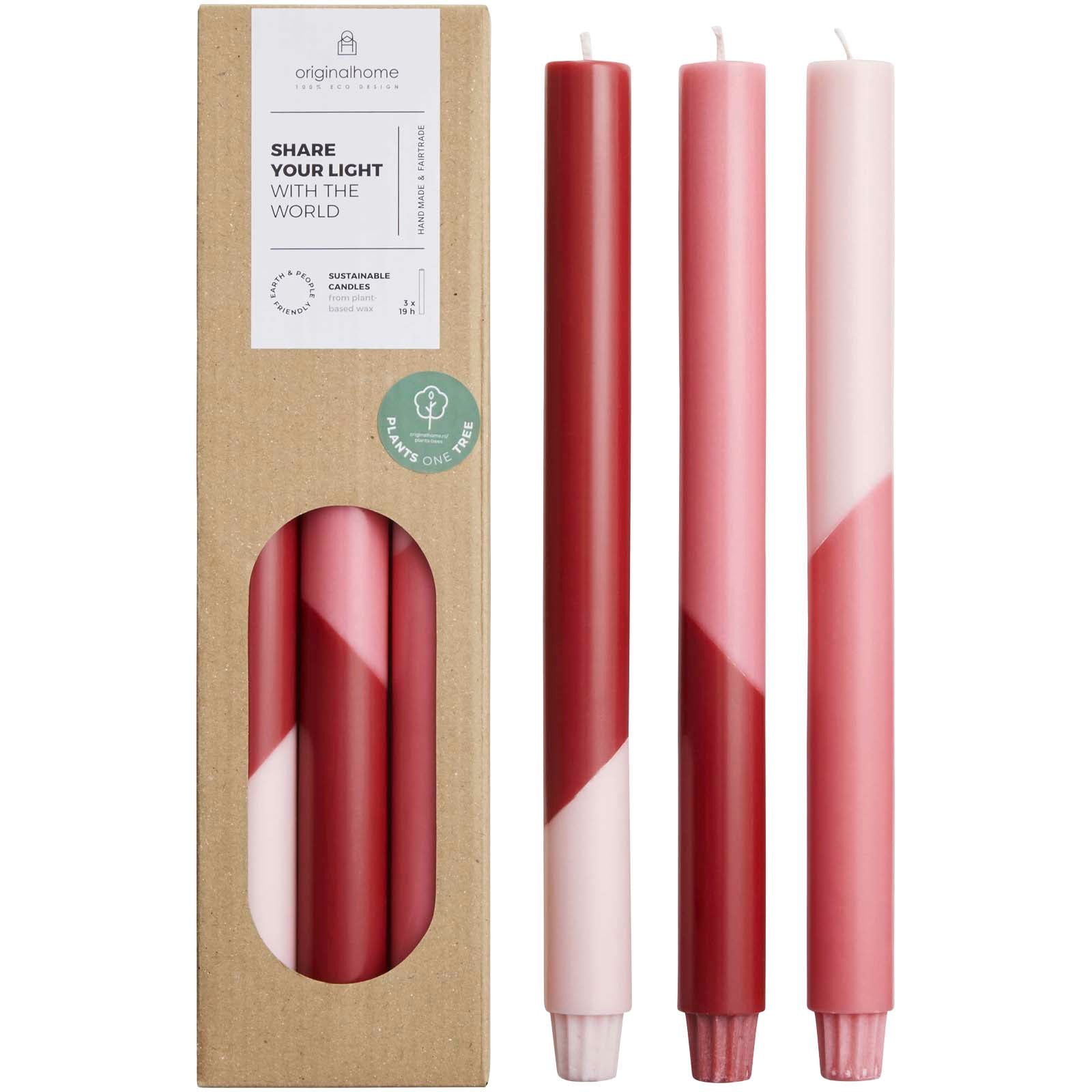 Originalhome Eden Diagonale Kerzen – 3er-Set – Rot