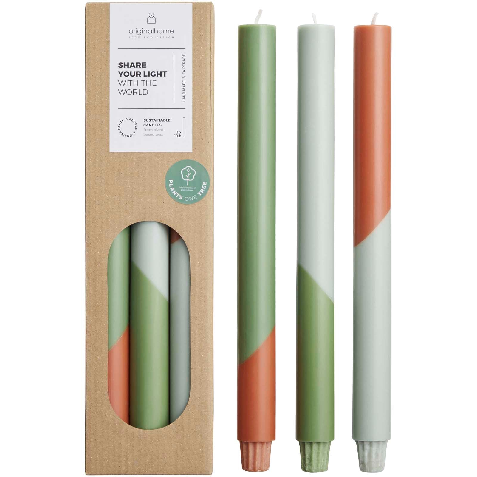 Originalhome Eden Diagonale Kerzen – 3er-Set – Heather Grün