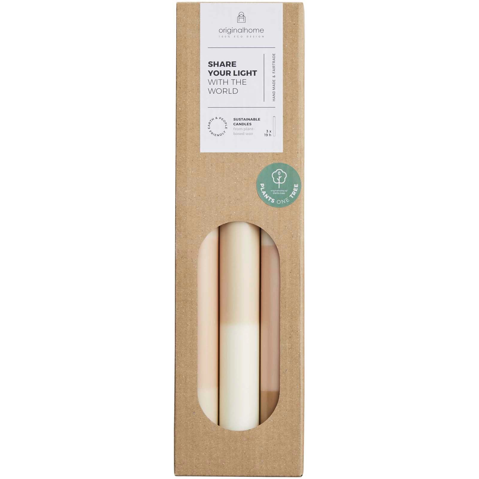 Originalhome Kerzen im Streifendesign – 3er-Set