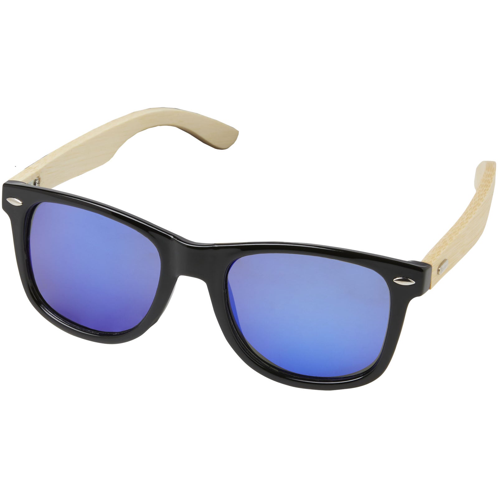 Taiyō verspiegelte polarisierte Sonnenbrille aus rPET/Bambus in Geschenkbox – Holz