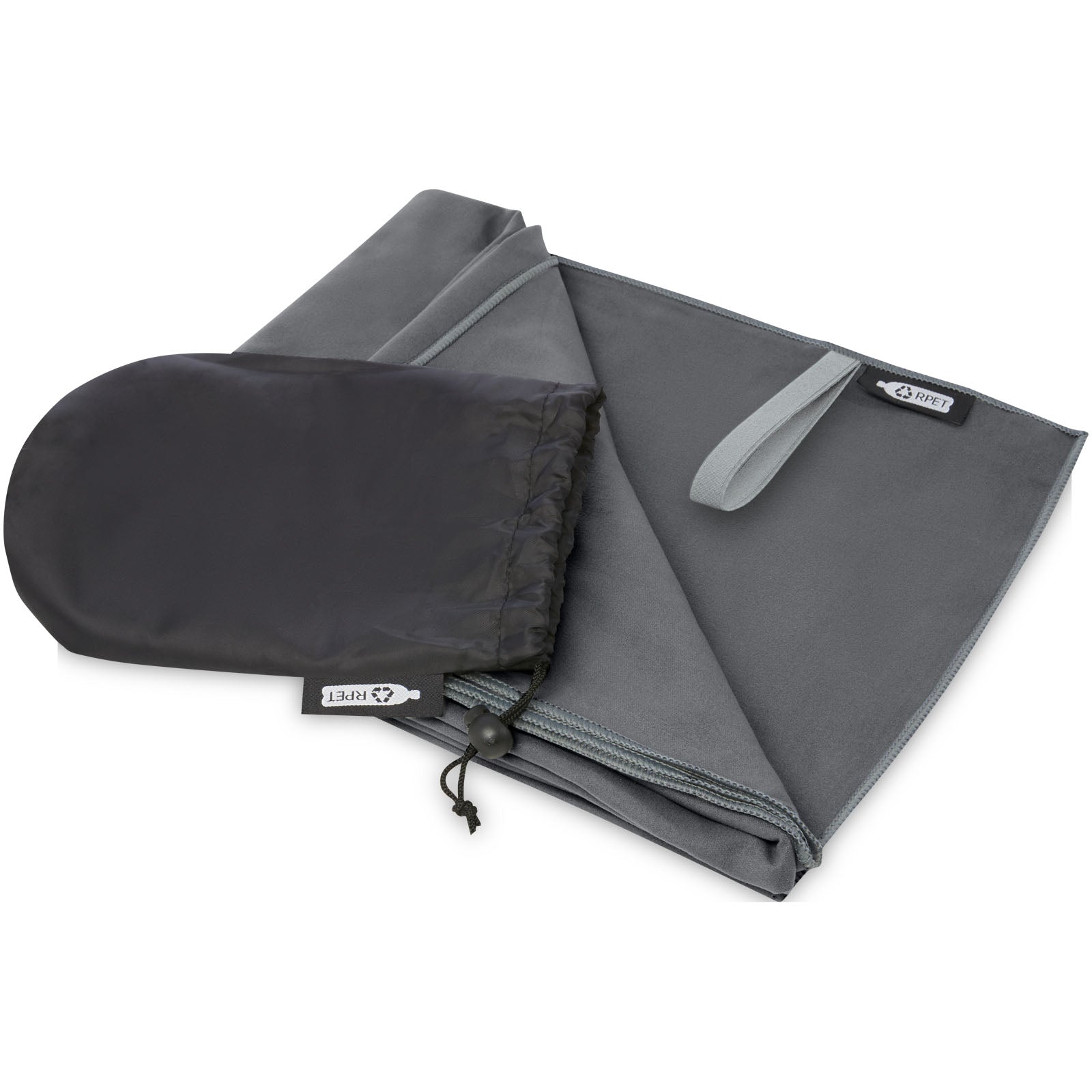 Pieter ultraleichtes und schnell trocknendes Handtuch aus rPET 130 x 80 cm – Grau