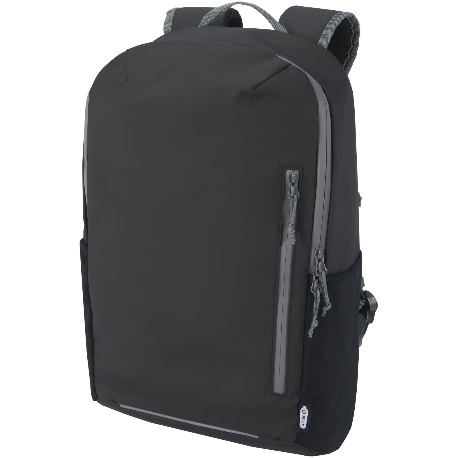 Aqua wasserabweisender 15" Laptop-Rucksack aus GRS Recyclingmaterial 21 L – Schwarz
