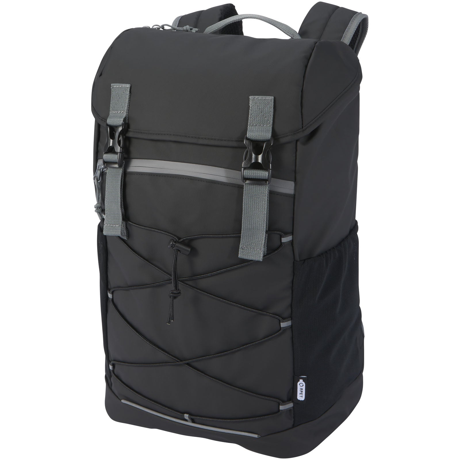 Aqua 15,6" GRS recycelter wasserabweisender Laptop-Rucksack 23 L – Schwarz