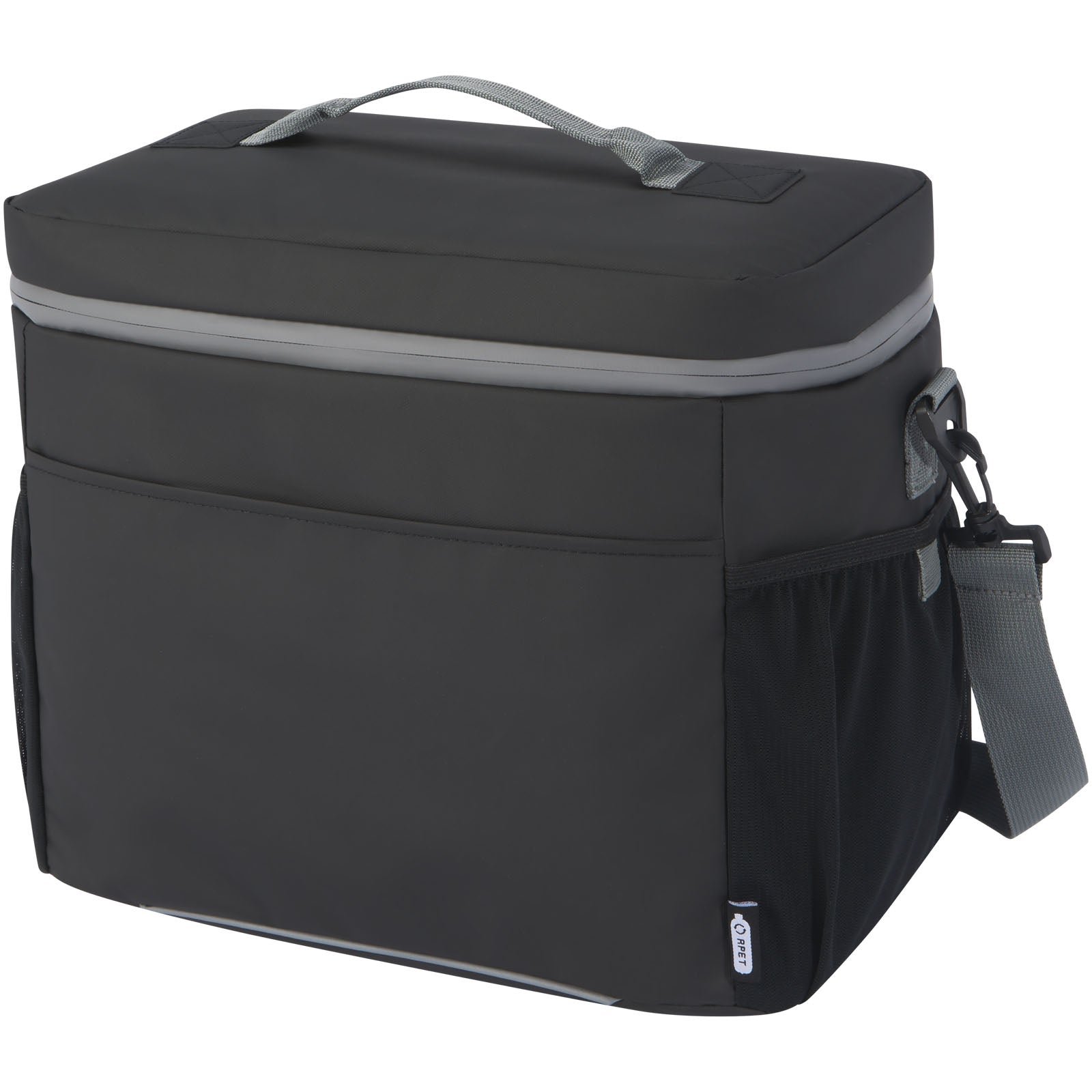 Aqua wasserabweisende Kühltasche für 20 Dosen aus GRS Recyclingmaterial 22 L – Schwarz