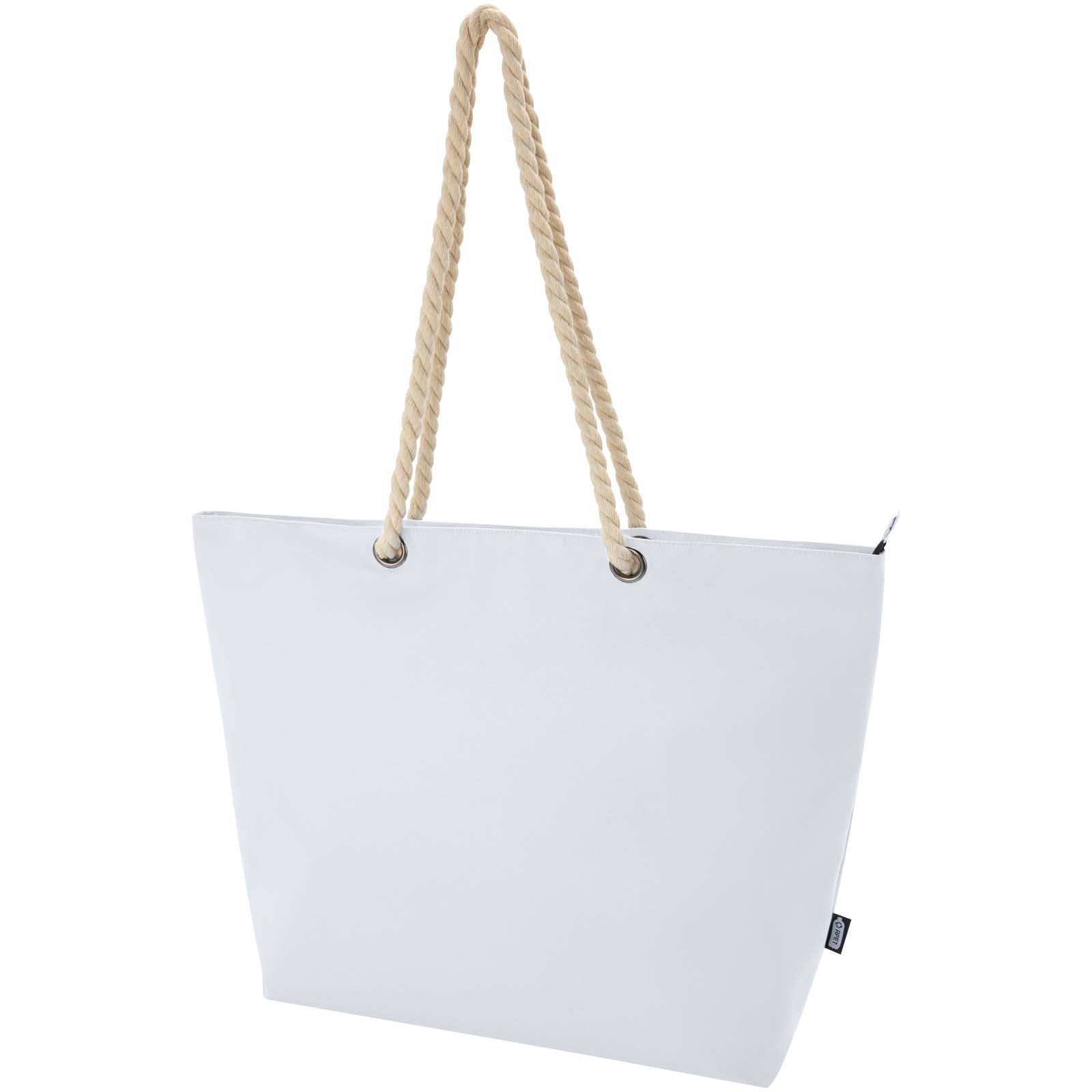 Panama Strandkühltasche mit Kordelgriffen aus recyceltem GRS-Material, 23L – Weiss