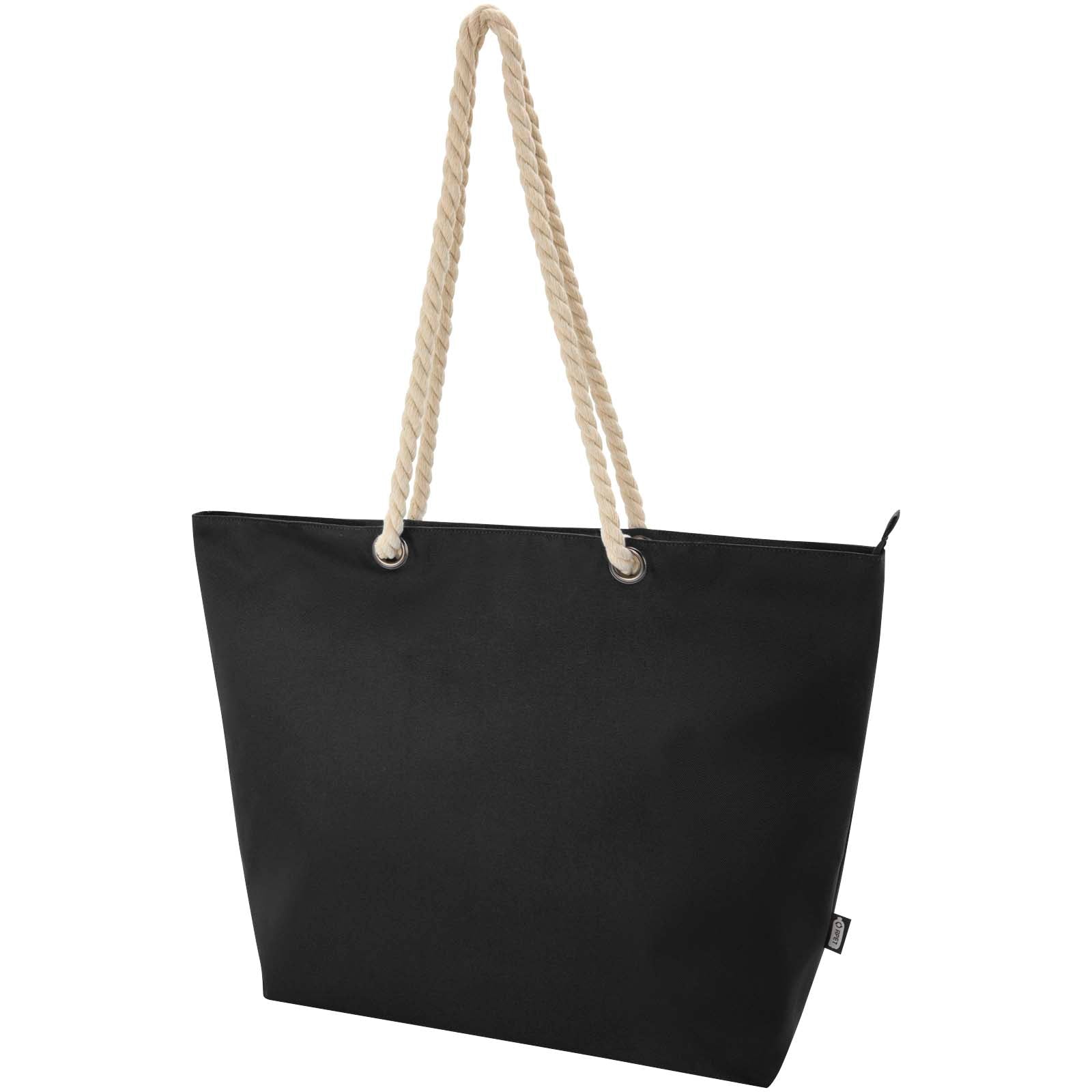 Panama Strandkühltasche mit Kordelgriffen aus recyceltem GRS-Material, 23L – Schwarz