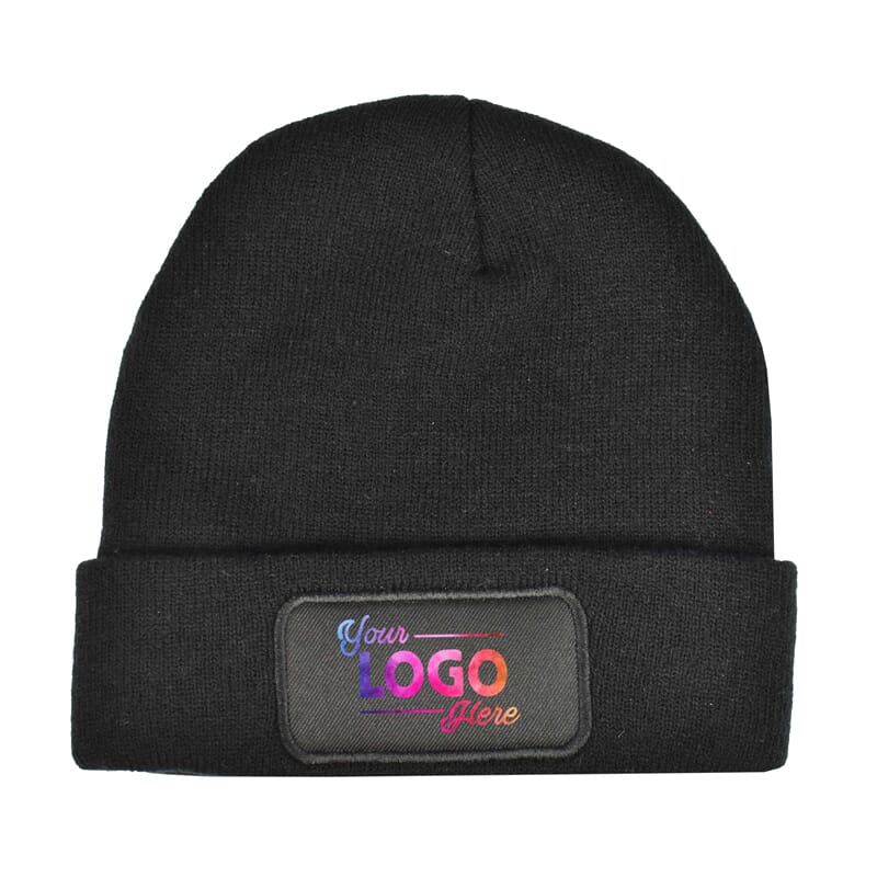 Strickmütze mit Label 100 % rPET