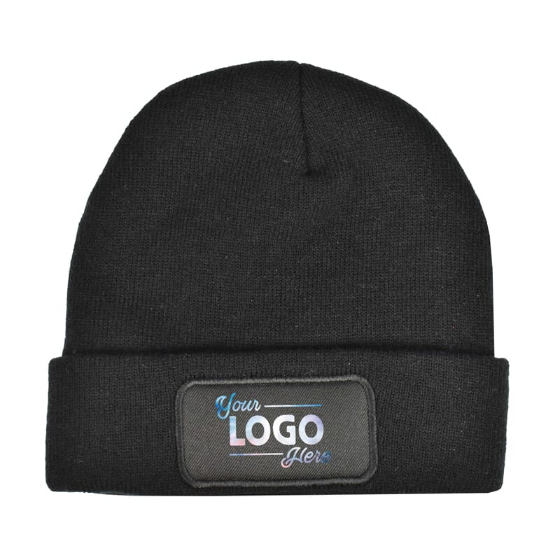 Strickmütze mit Label 100 % rPET
